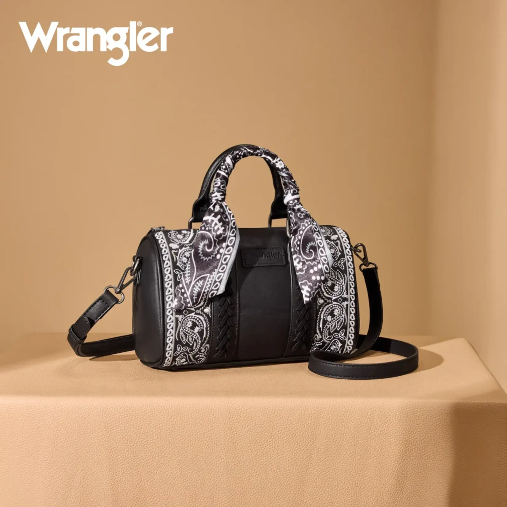 Wrangler WG331-9012BK - Black - Wrangler Braided Paisley Bandana Boston Bag