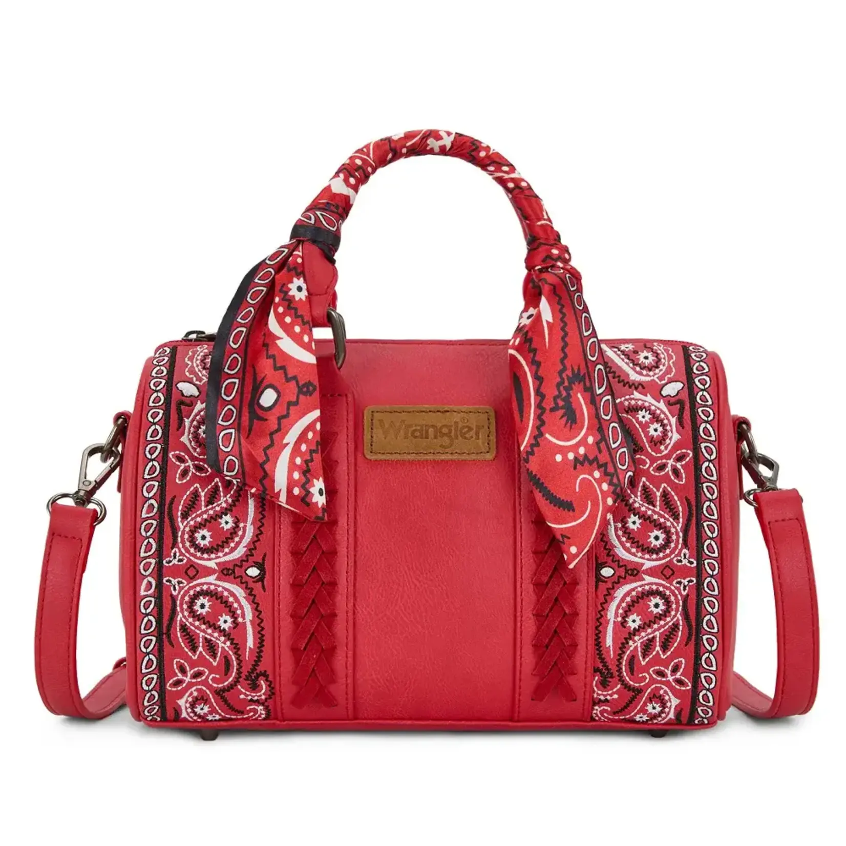 Wrangler WG331-9012RD - Red - Wrangler Braided Paisley Bandana Boston Bag