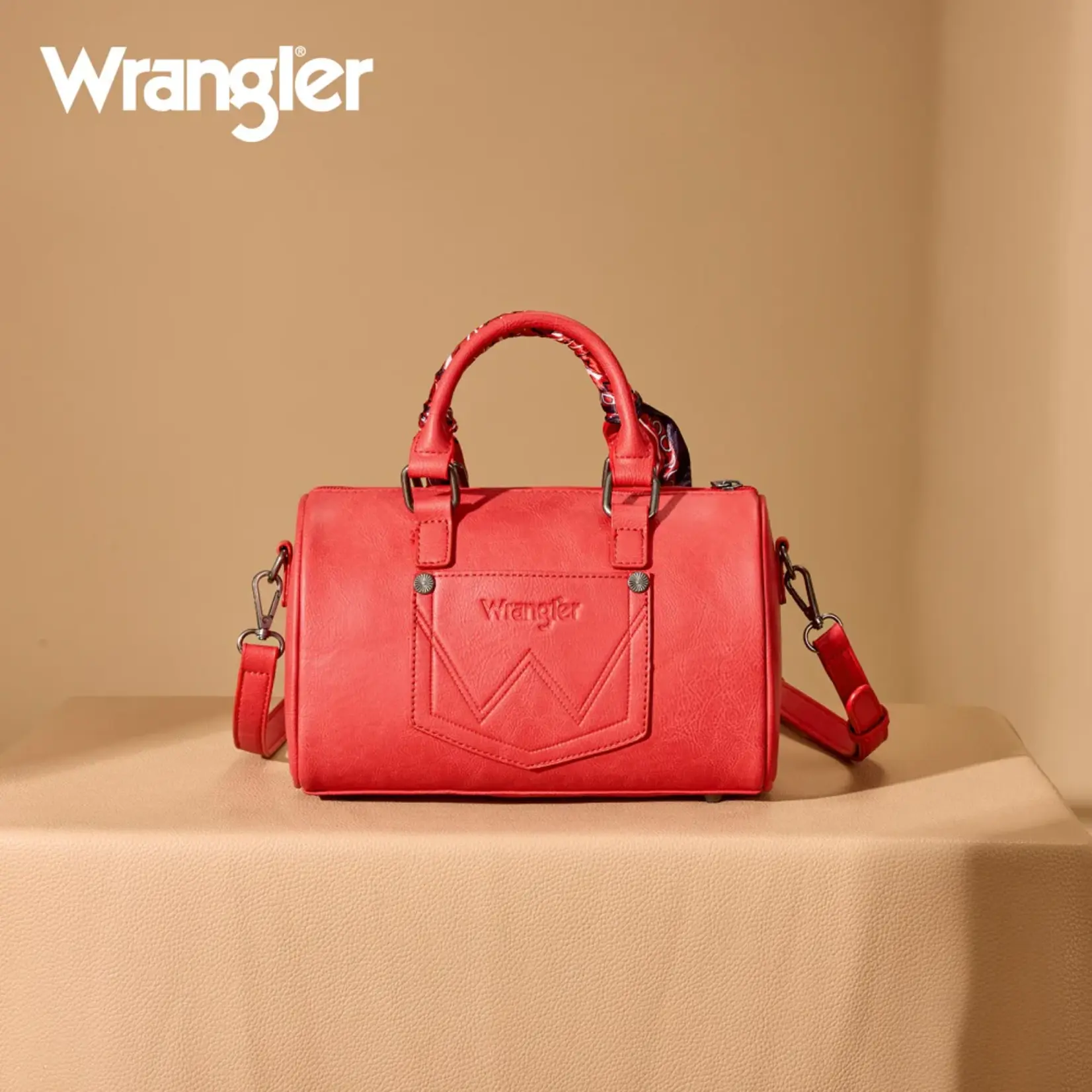 Wrangler WG331-9012RD - Red - Wrangler Braided Paisley Bandana Boston Bag