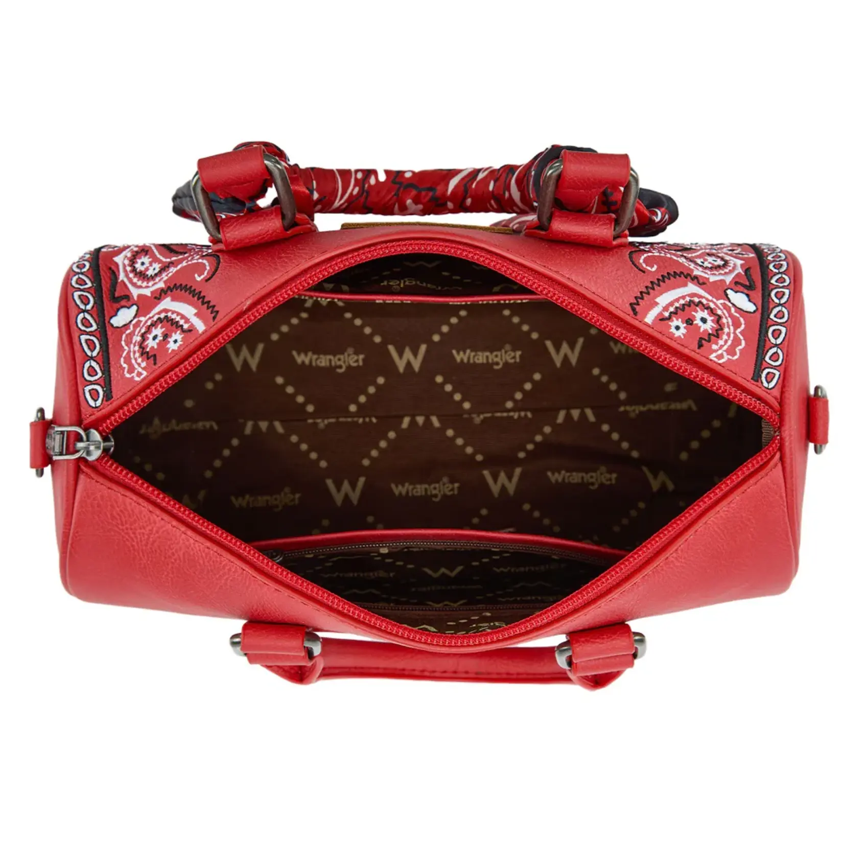 Wrangler WG331-9012RD - Red - Wrangler Braided Paisley Bandana Boston Bag