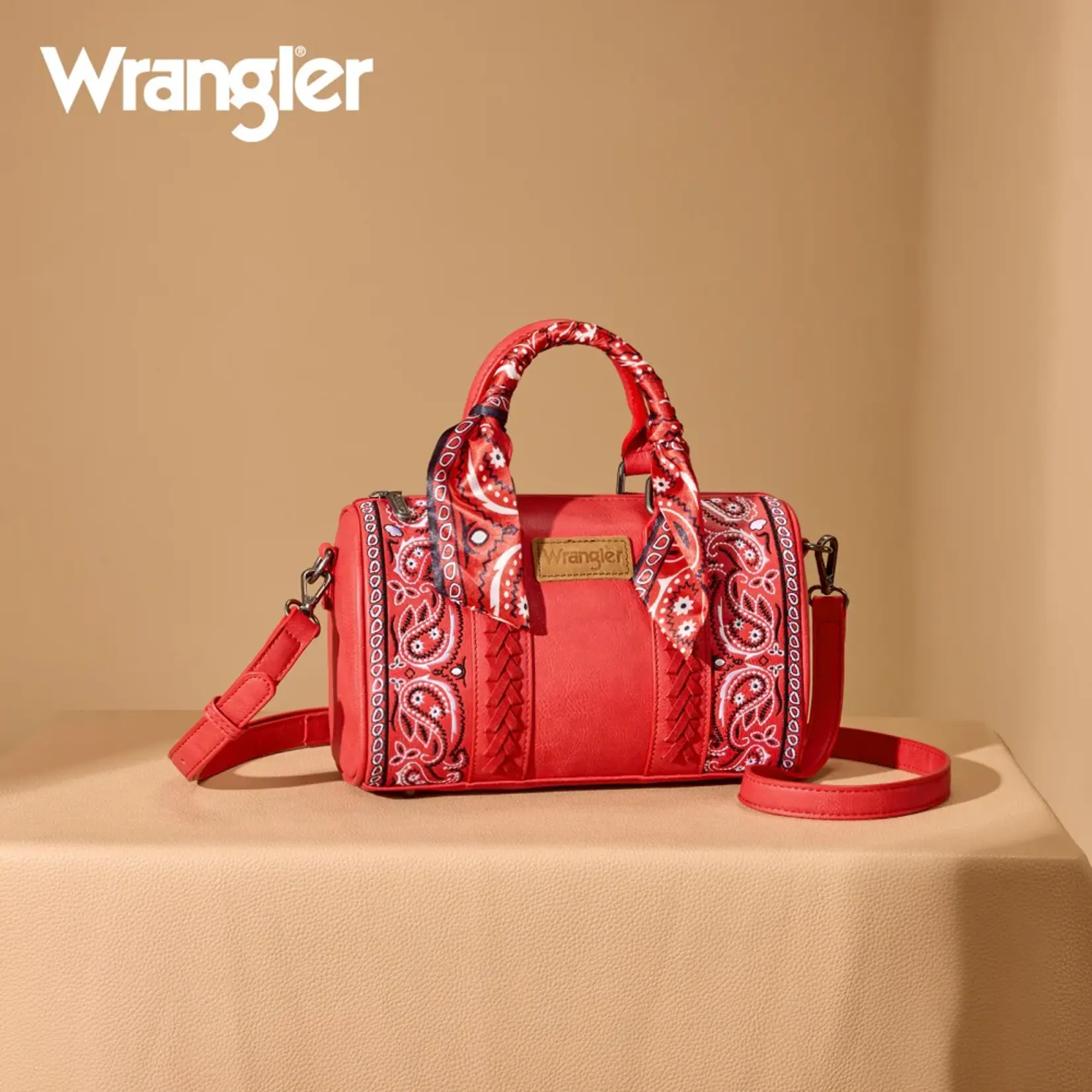 Wrangler WG331-9012RD - Red - Wrangler Braided Paisley Bandana Boston Bag
