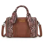 Wrangler WG331-9012BR - Brown - Wrangler Braided Paisley Bandana Boston Bag