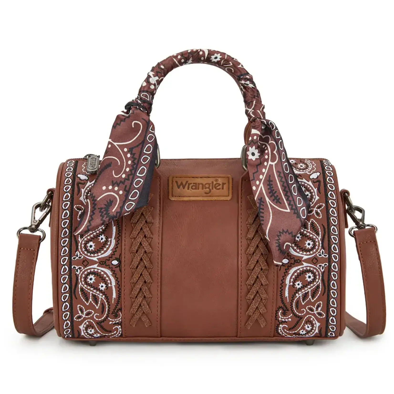 Wrangler WG331-9012BR - Brown - Wrangler Braided Paisley Bandana Boston Bag