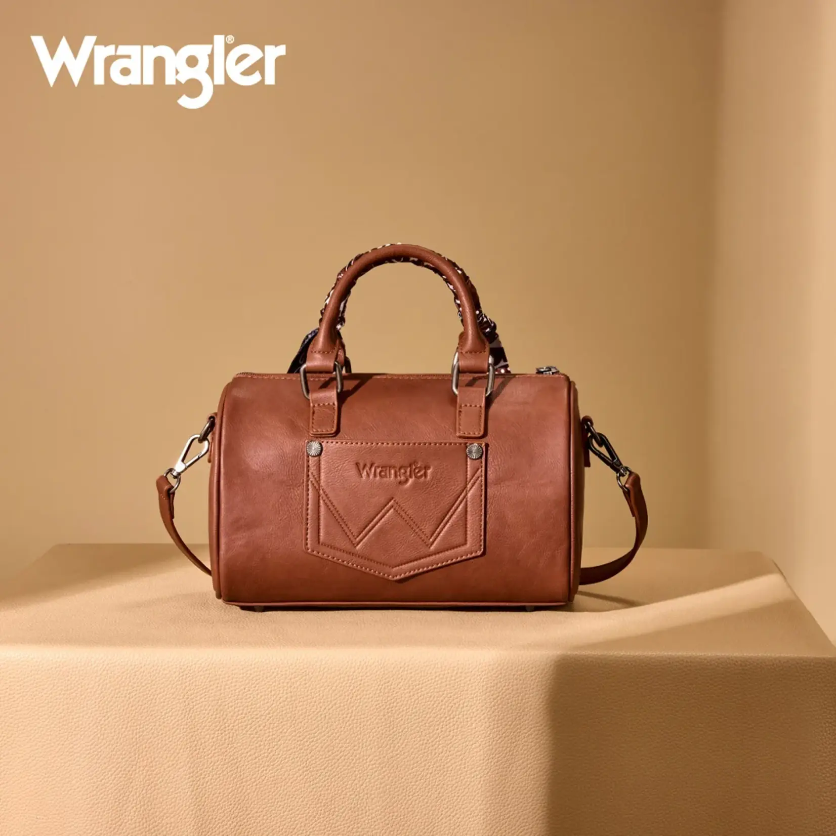 Wrangler WG331-9012BR - Brown - Wrangler Braided Paisley Bandana Boston Bag