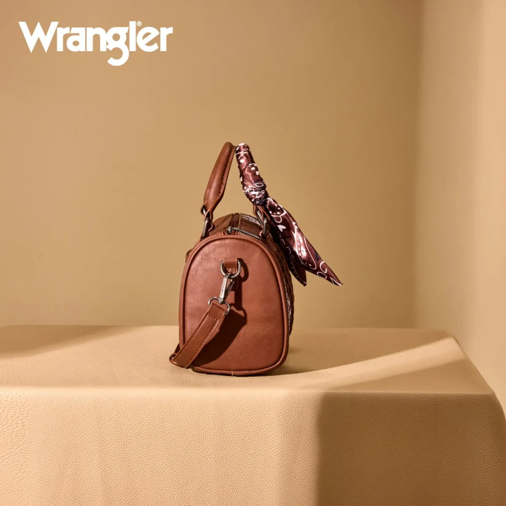 Wrangler WG331-9012BR - Brown - Wrangler Braided Paisley Bandana Boston Bag