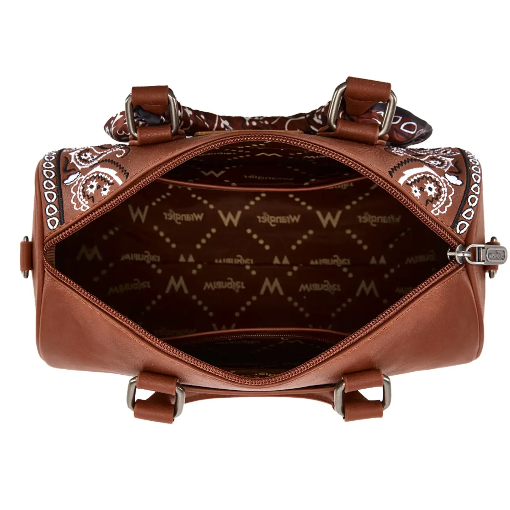 Wrangler WG331-9012BR - Brown - Wrangler Braided Paisley Bandana Boston Bag
