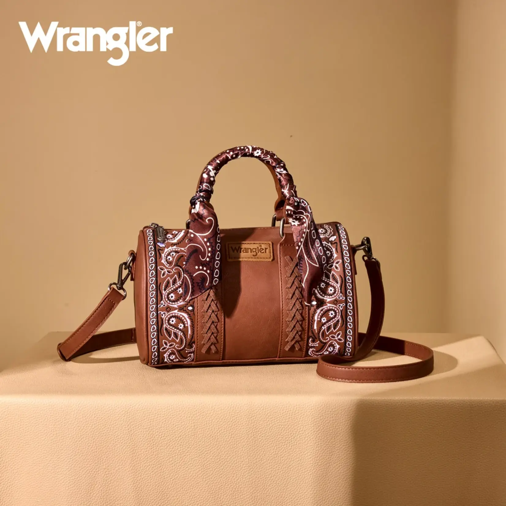 Wrangler WG331-9012BR - Brown - Wrangler Braided Paisley Bandana Boston Bag