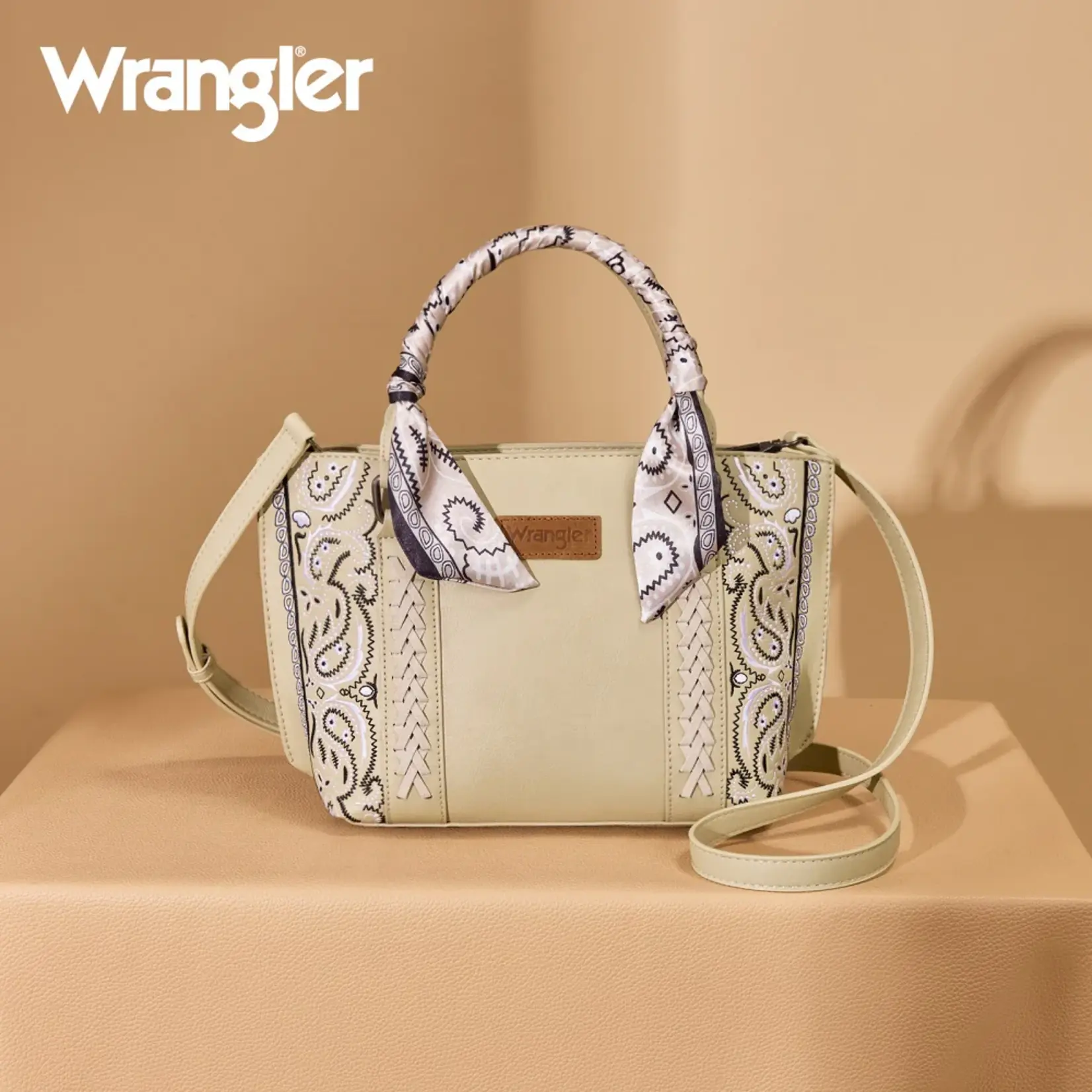 Wrangler WG331-2005TN - Tan - Wrangler Braided Paisley Bandana Tote Bag