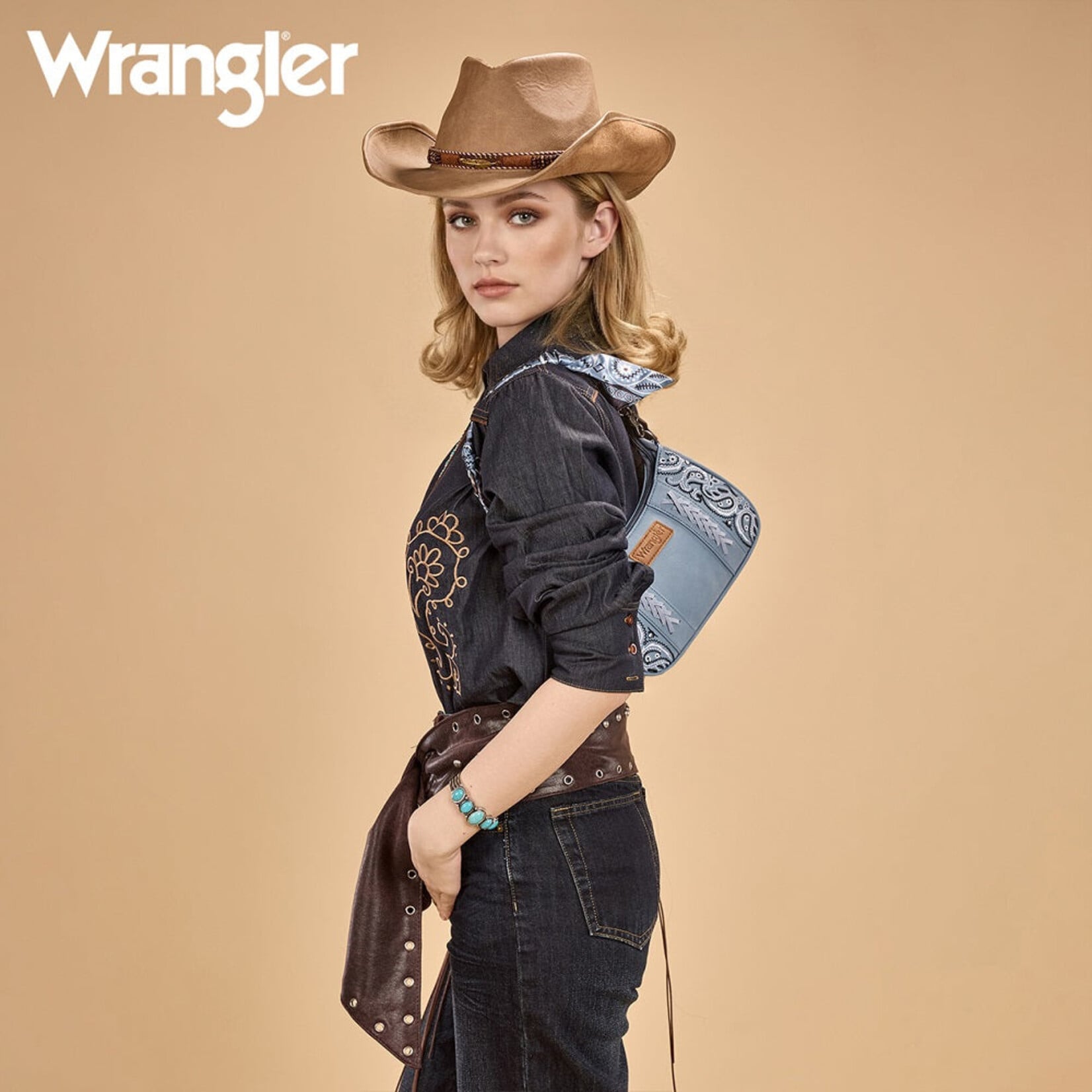 Wrangler WG331-818JN - Jean - Wrangler Braided Paisley Bandana Shoulder Bag