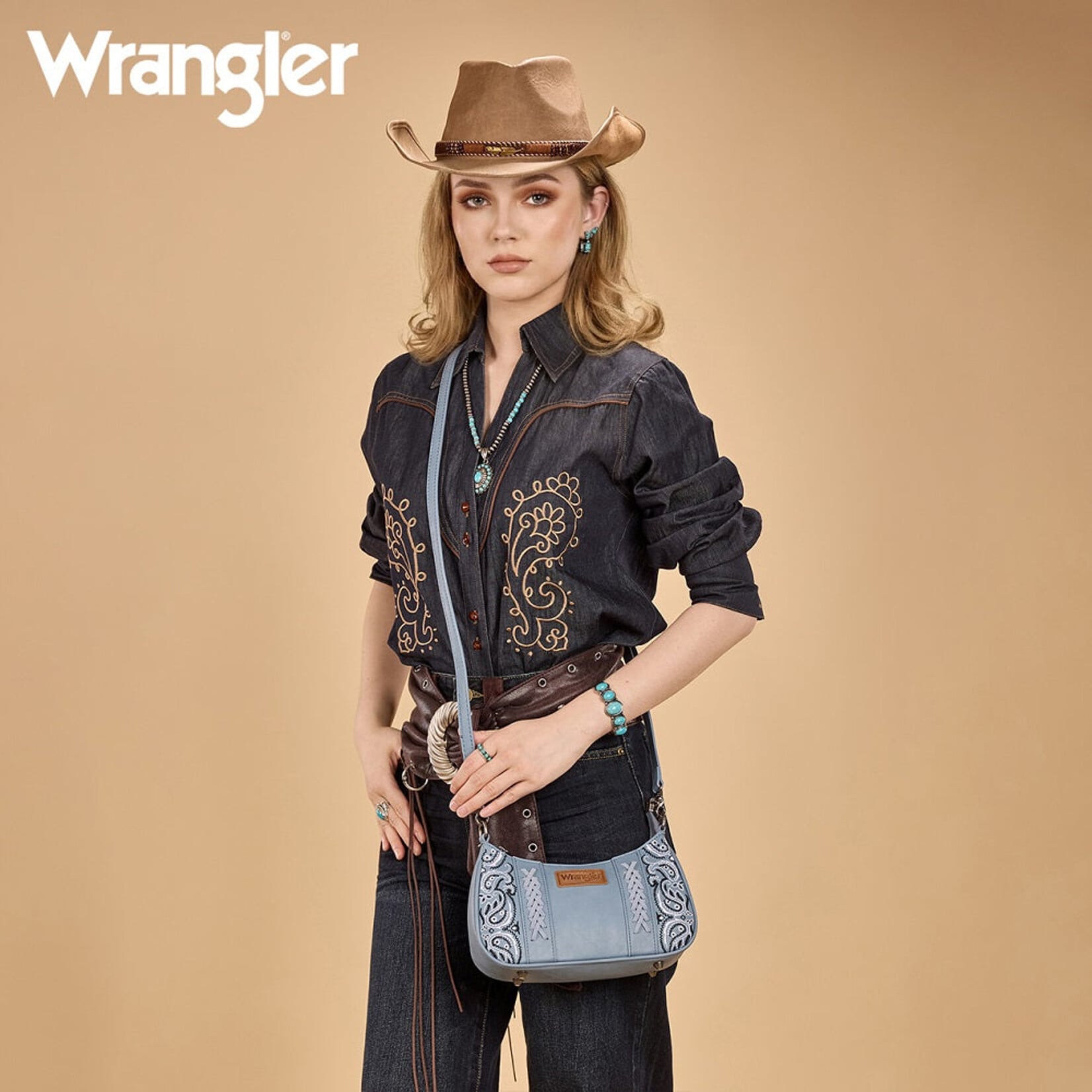 Wrangler WG331-818JN - Jean - Wrangler Braided Paisley Bandana Shoulder Bag