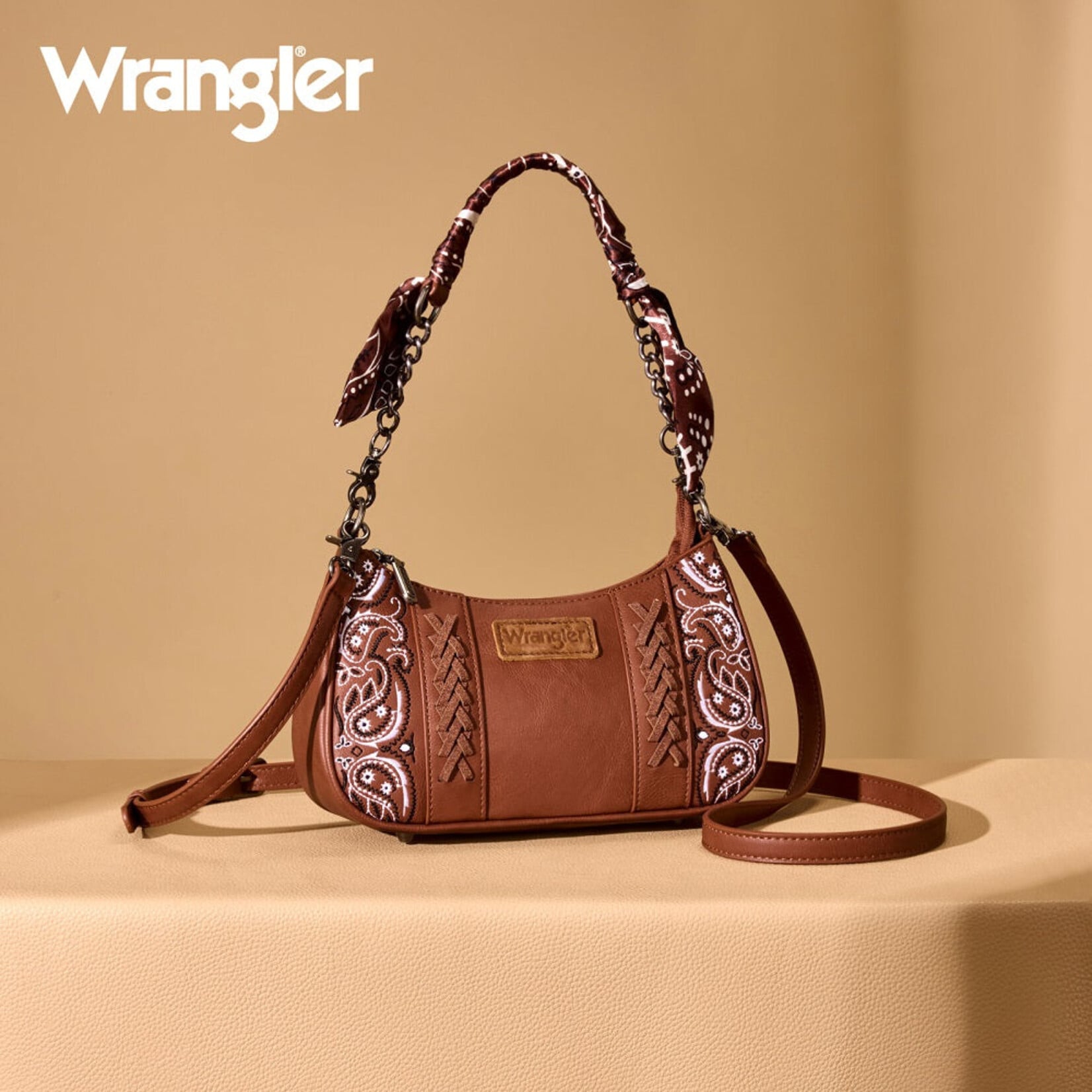 Wrangler WG331-818BR - Brown - Wrangler Braided Paisley Bandana Shoulder Bag