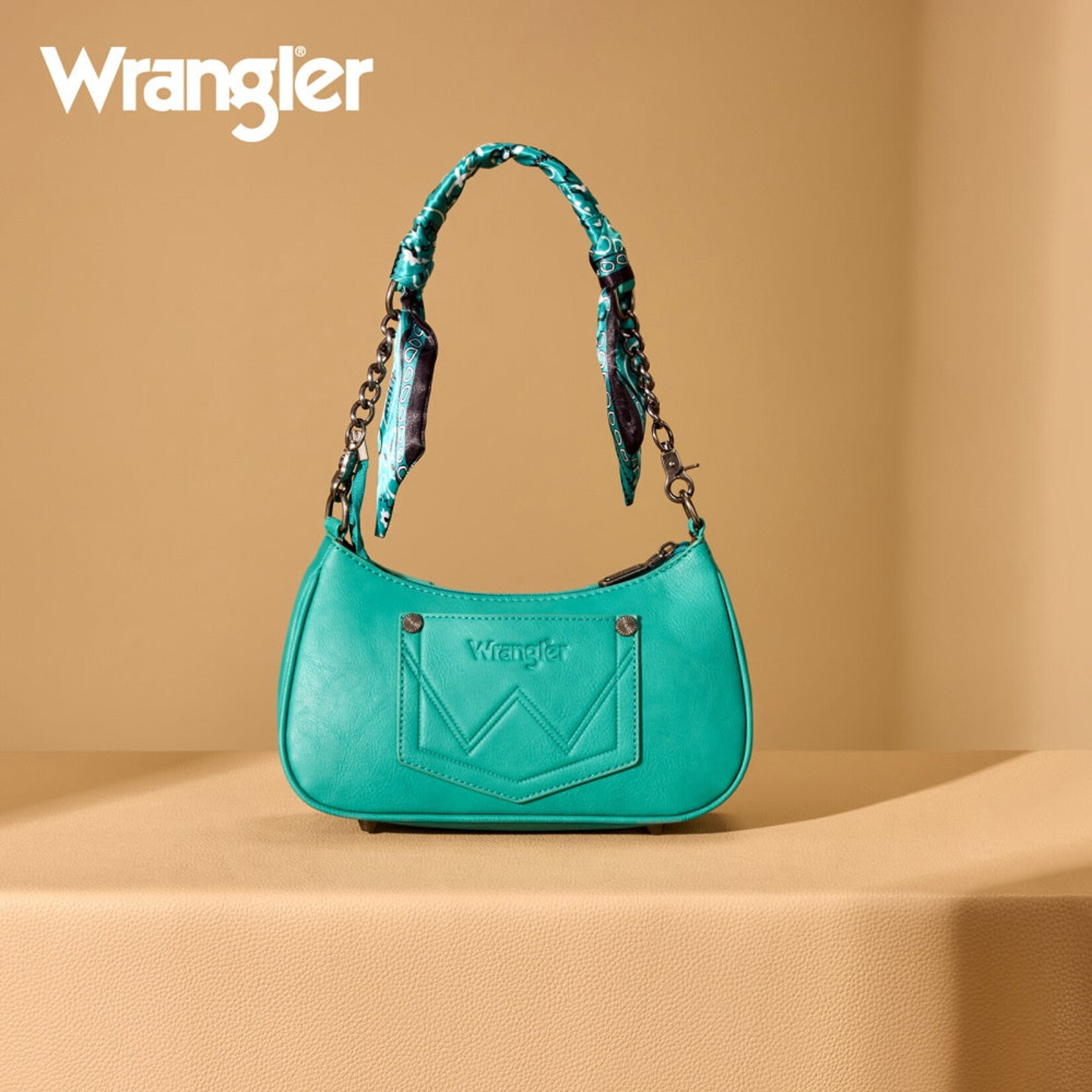 Wrangler WG331-818TQ - Turquoise - Wrangler Braided Paisley Bandana Shoulder Bag