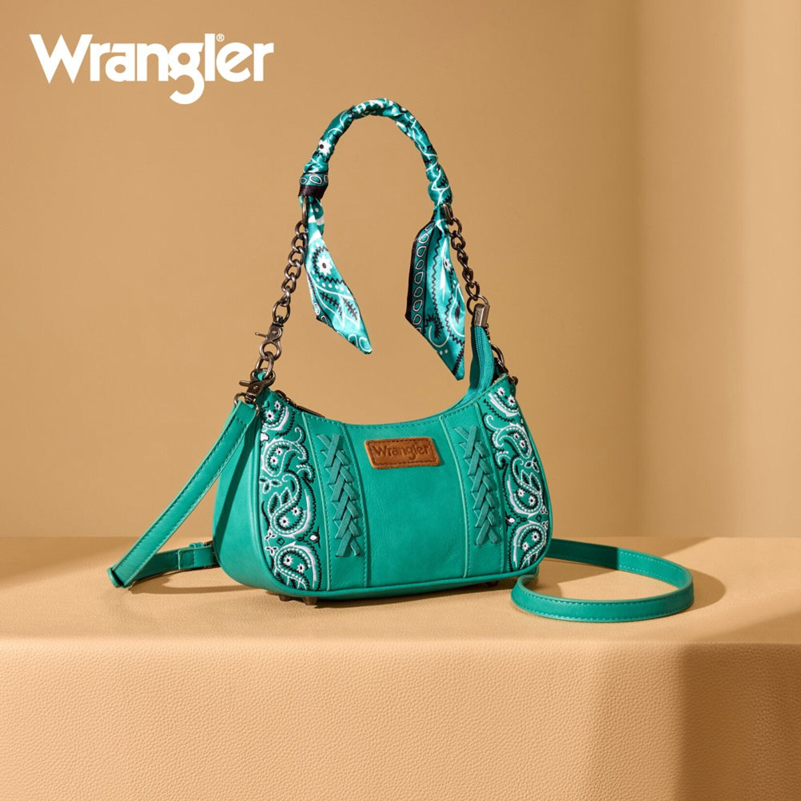 Wrangler WG331-818TQ - Turquoise - Wrangler Braided Paisley Bandana Shoulder Bag