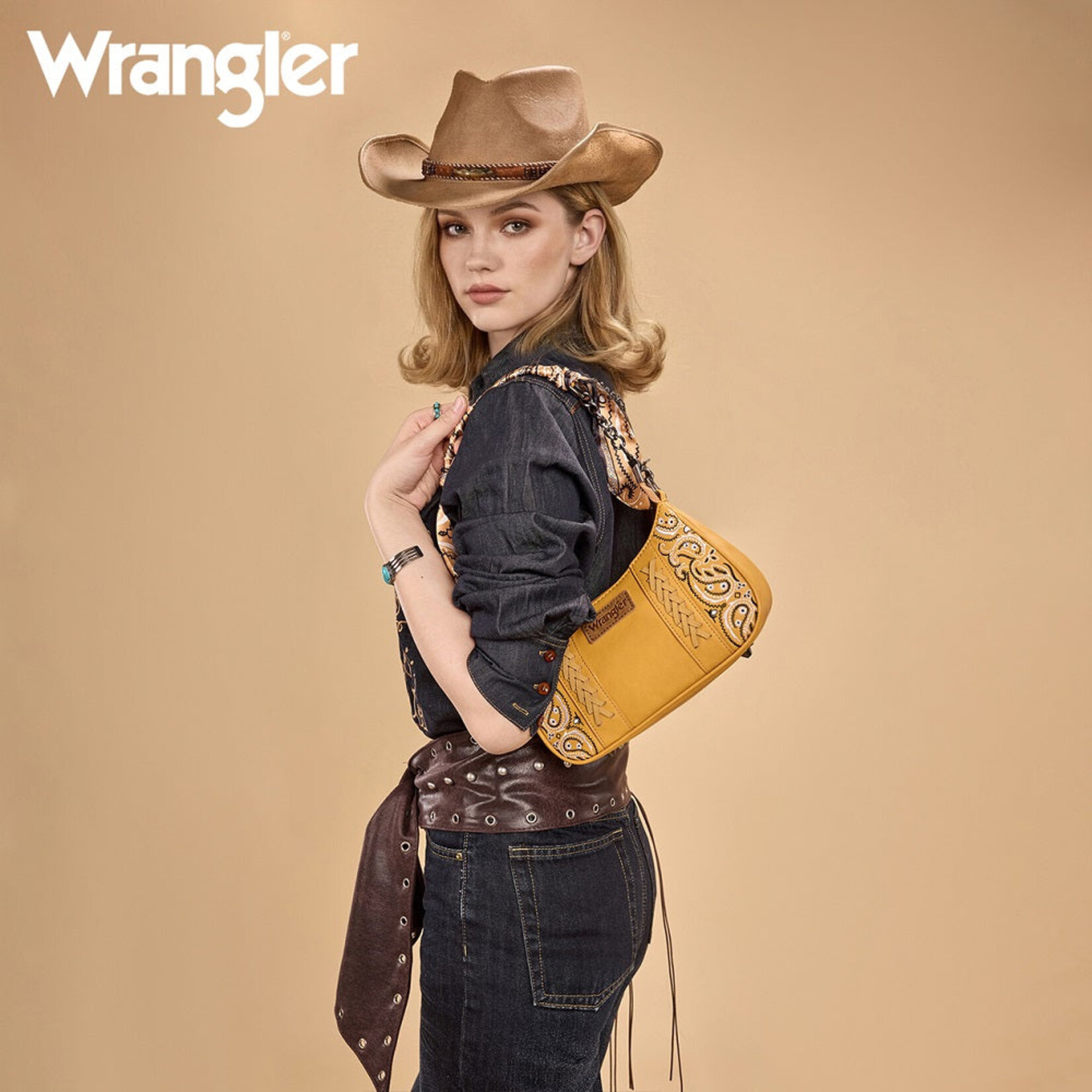 Wrangler WG331-818YL - Yellow - Wrangler Braided Paisley Bandana Shoulder Bag
