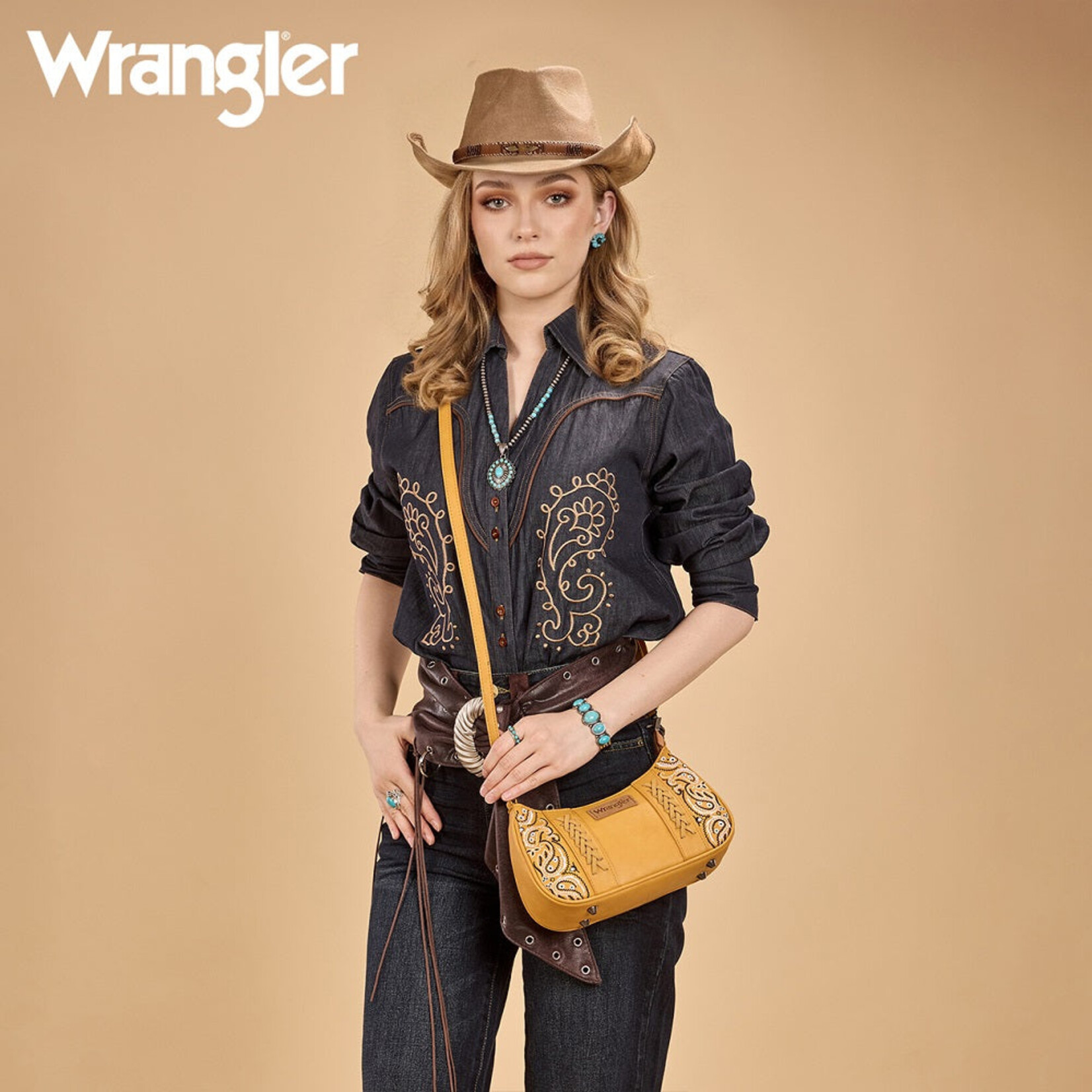 Wrangler WG331-818YL - Yellow - Wrangler Braided Paisley Bandana Shoulder Bag