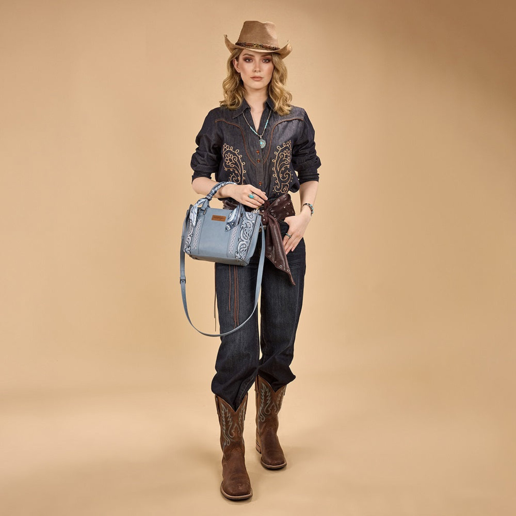 Wrangler WG331-2005JN - Jean - Wrangler Braided Paisley Bandana Tote Bag