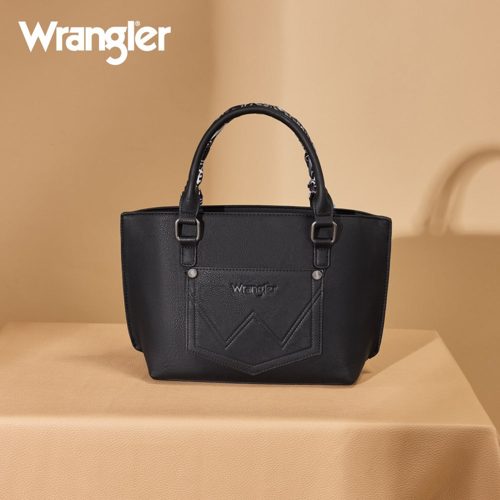 Wrangler WG331-2005BK - Black - Wrangler Braided Paisley Bandana Tote Bag