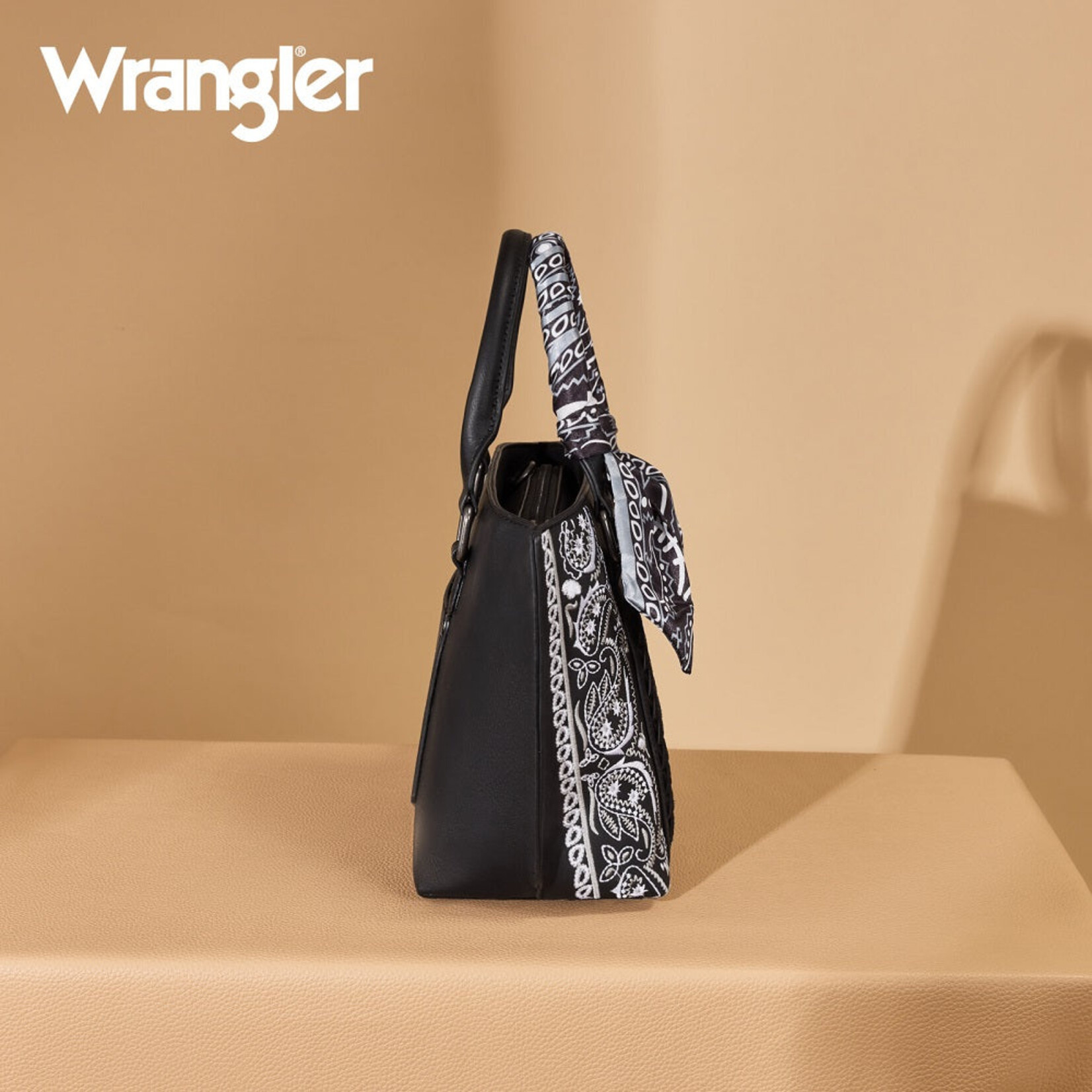 Wrangler WG331-2005BK - Black - Wrangler Braided Paisley Bandana Tote Bag
