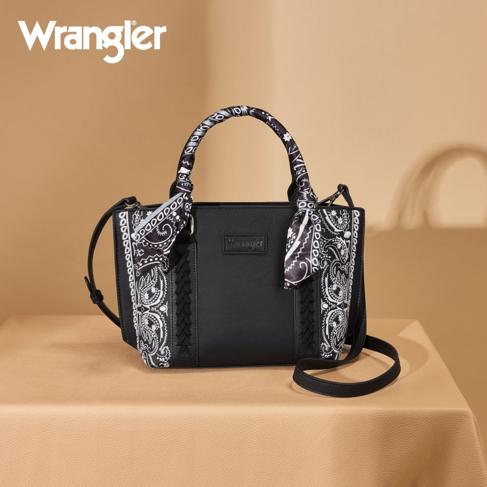 Wrangler WG331-2005BK - Black - Wrangler Braided Paisley Bandana Tote Bag