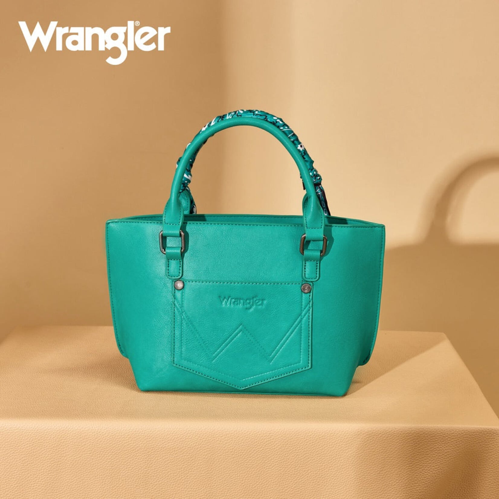 Wrangler WG331-2005TQ - Turquoise - Wrangler Braided Paisley Bandana Tote Bag