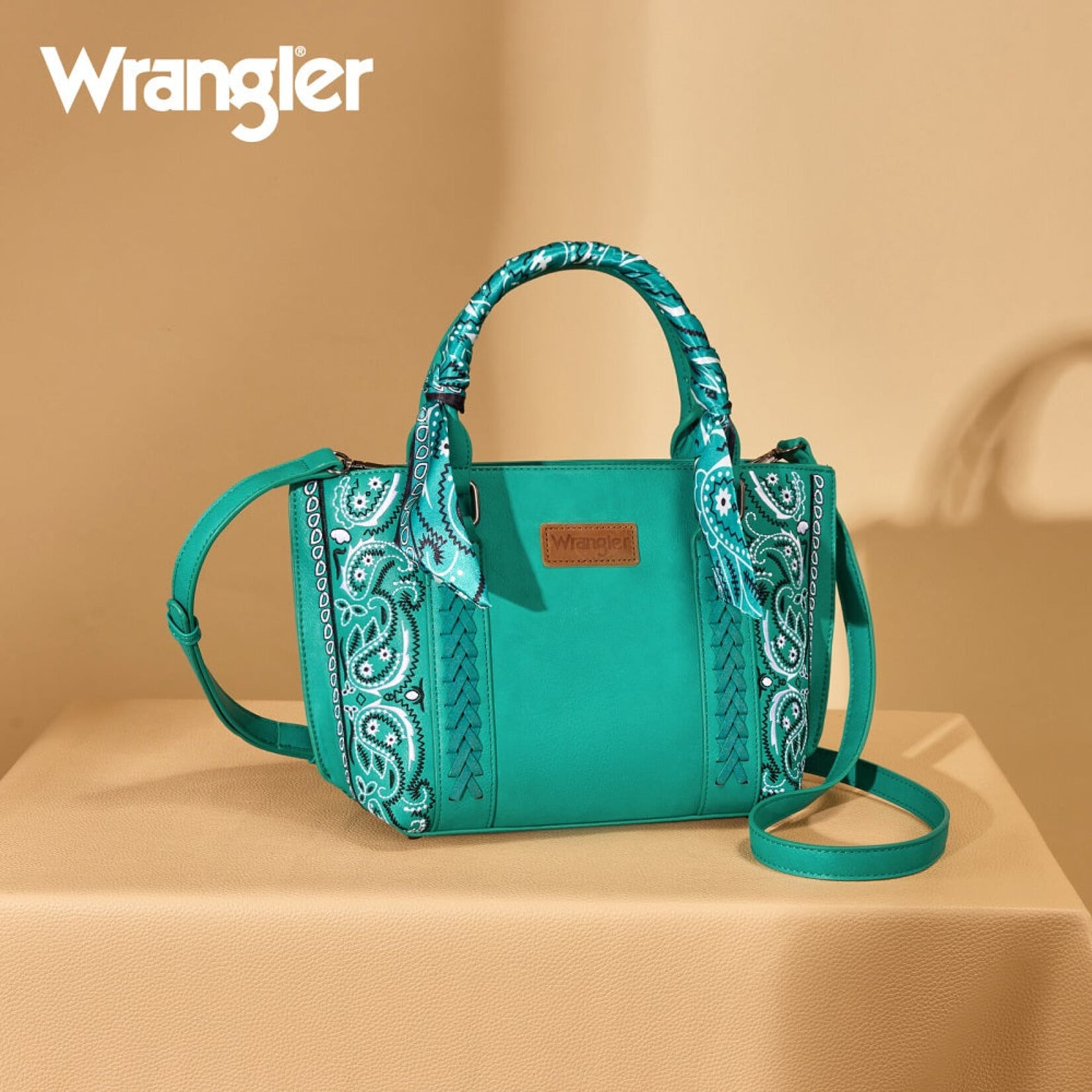 Wrangler WG331-2005TQ - Turquoise - Wrangler Braided Paisley Bandana Tote Bag
