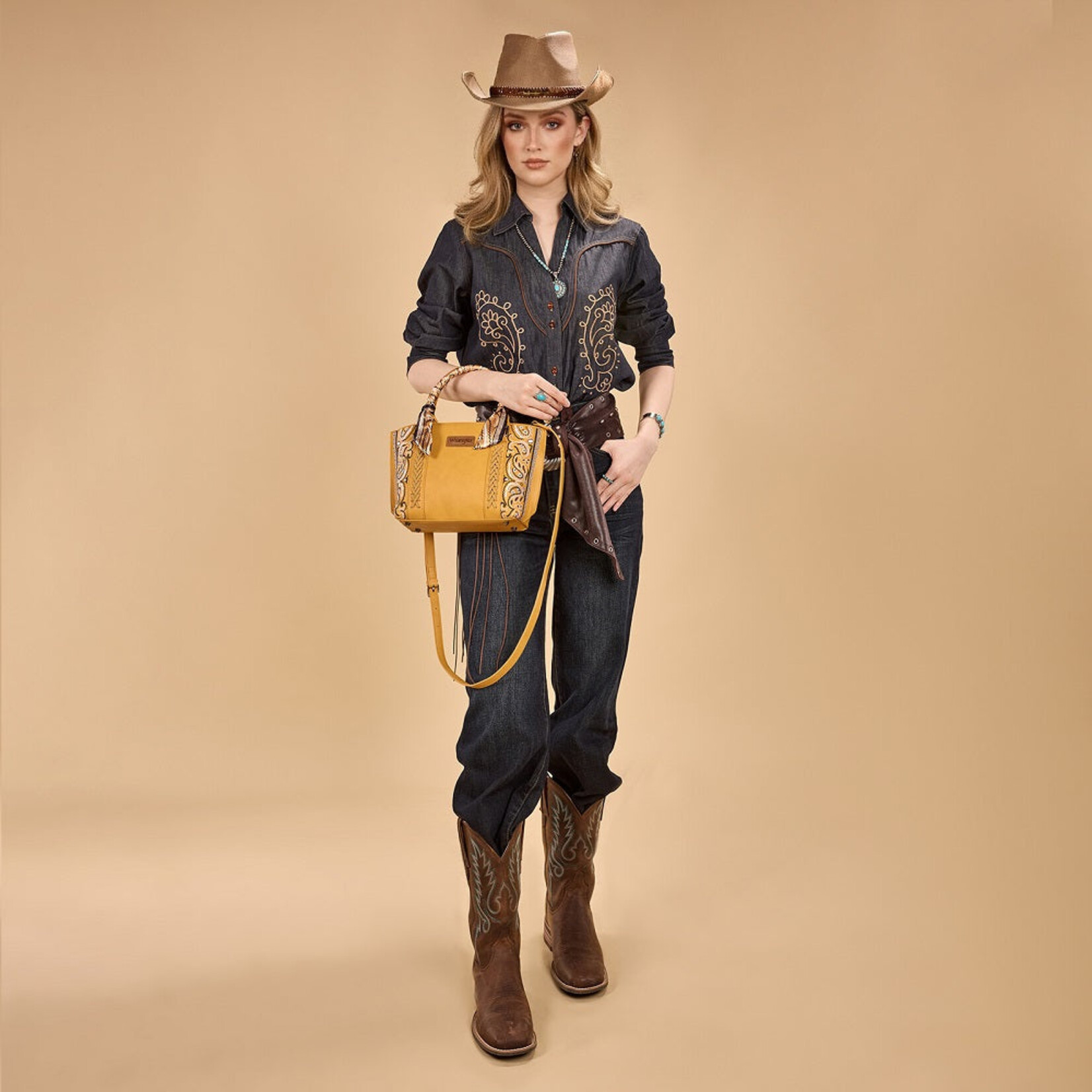 Wrangler WG331-2005YL - Yellow - Wrangler Braided Paisley Bandana Tote Bag