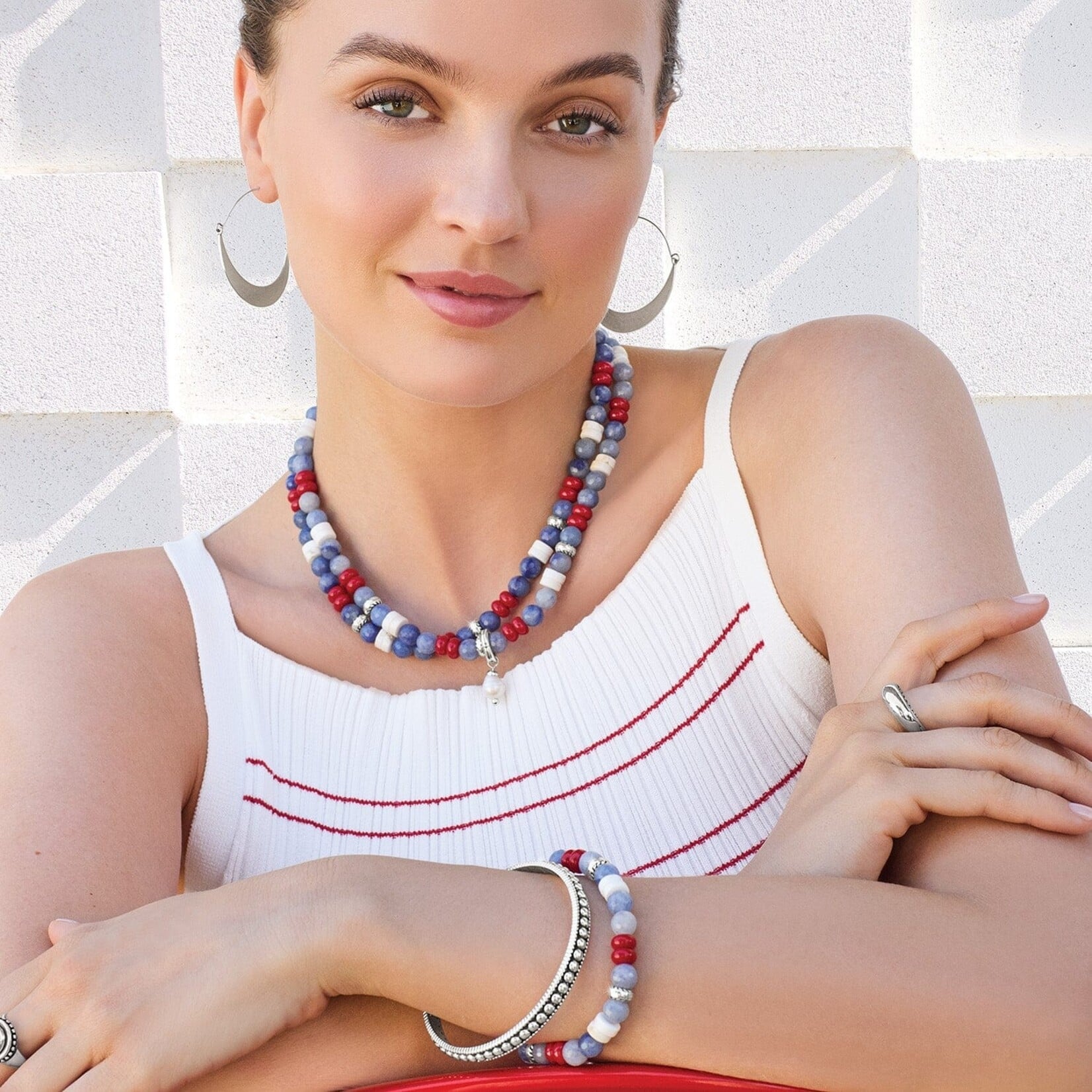 Brighton JM0009 Americana Beach Pearl Charm Necklace