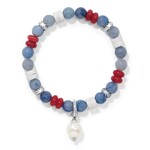 Brighton JF0338 Americana Beach Pearl Charm Stretch Bracelet