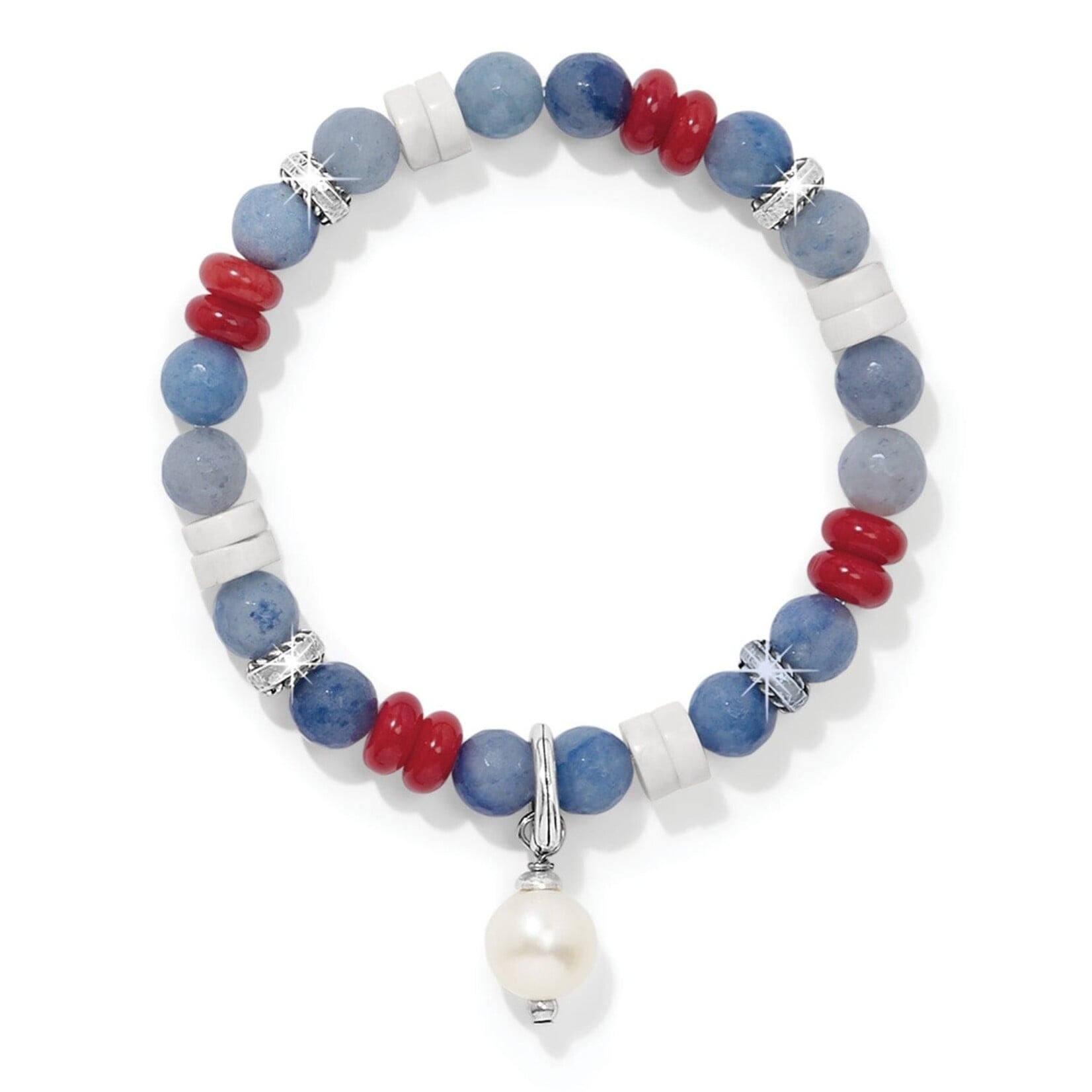 Brighton JF0338 Americana Beach Pearl Charm Stretch Bracelet