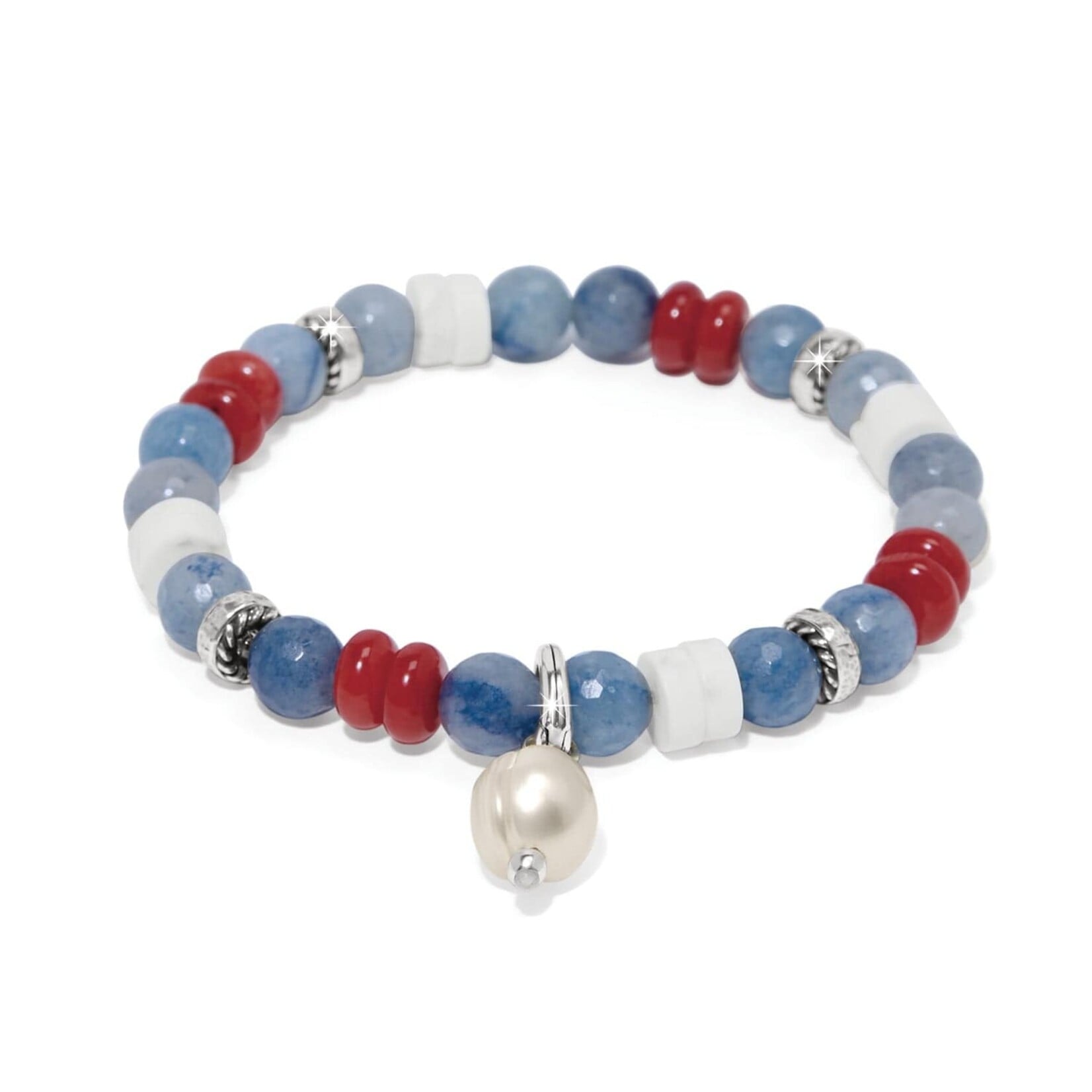 Brighton JF0338 Americana Beach Pearl Charm Stretch Bracelet