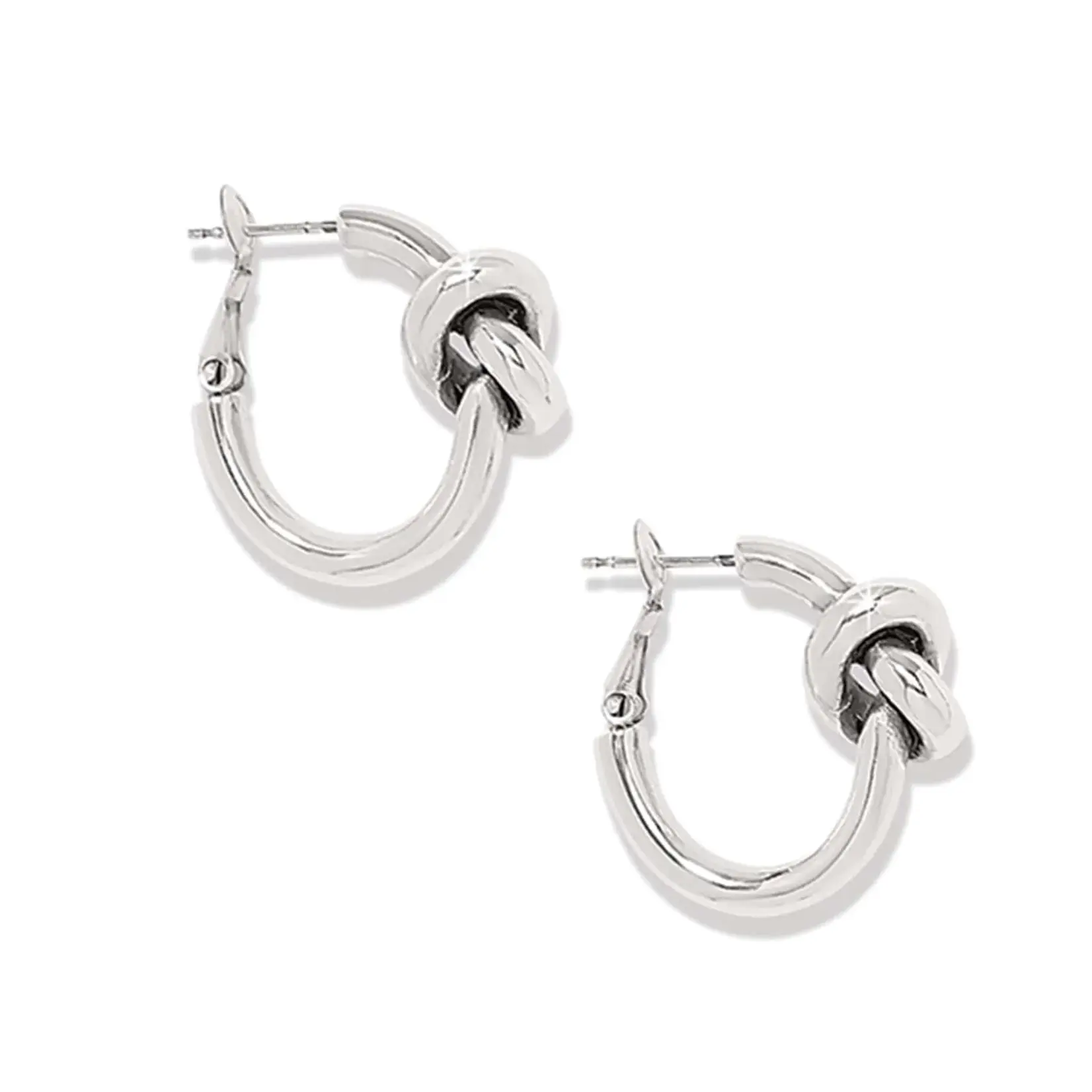 Brighton JA0134 Interlok Single Knot Hoop Earrings Silver