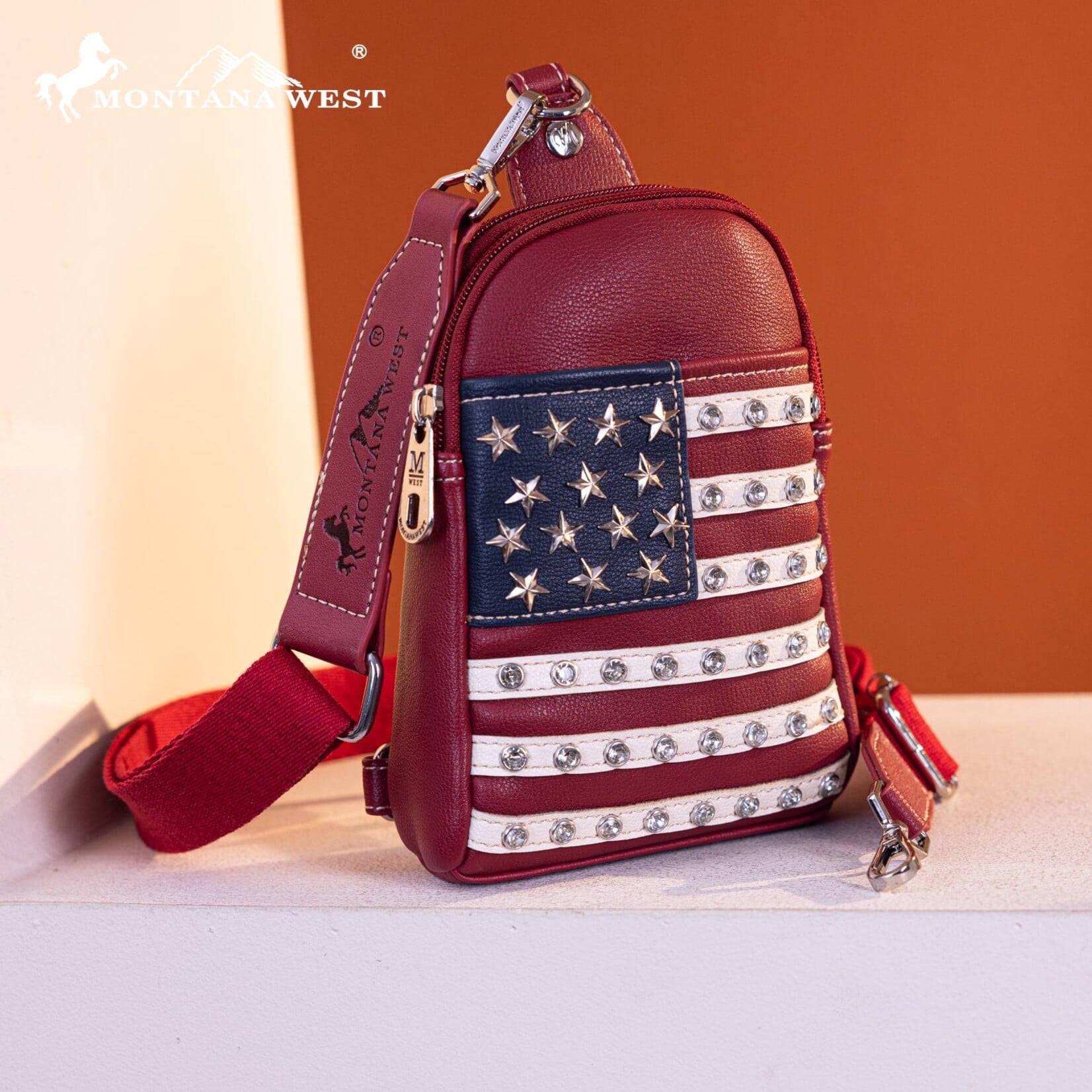 Montana West USA US04-210 MW - Red - American Pride Collection Sling Bag 2026