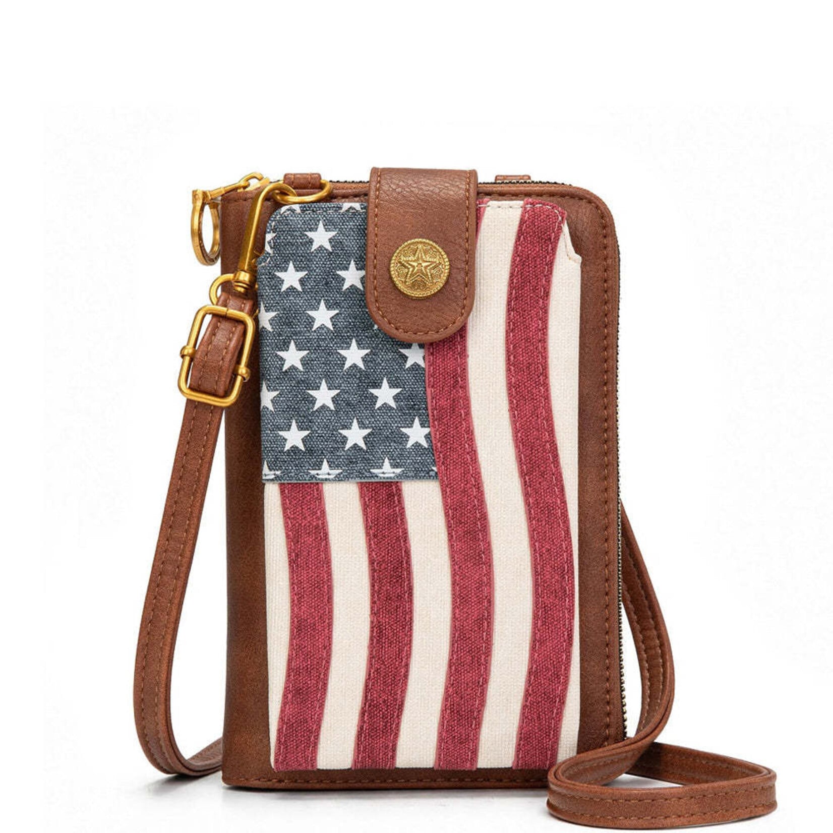 Montana West USA MW1385-183-JN - Jean - MW American Flag RFID Crossbody Phone Wallet 2026