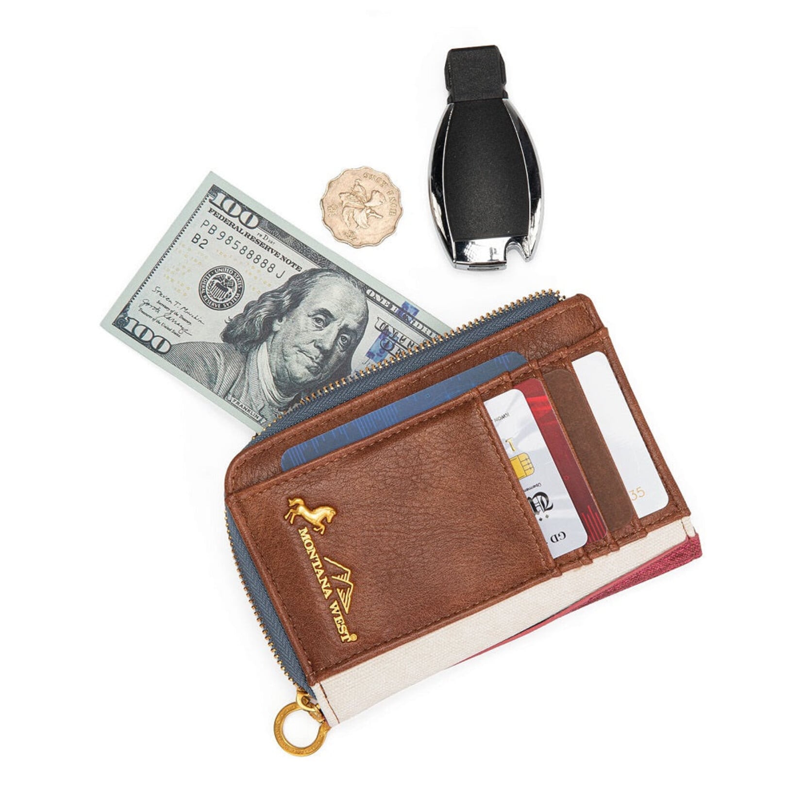 Montana West USA MW1385-W2007RD - Red - MW American Flag RFID Zip Around Wallet 2026