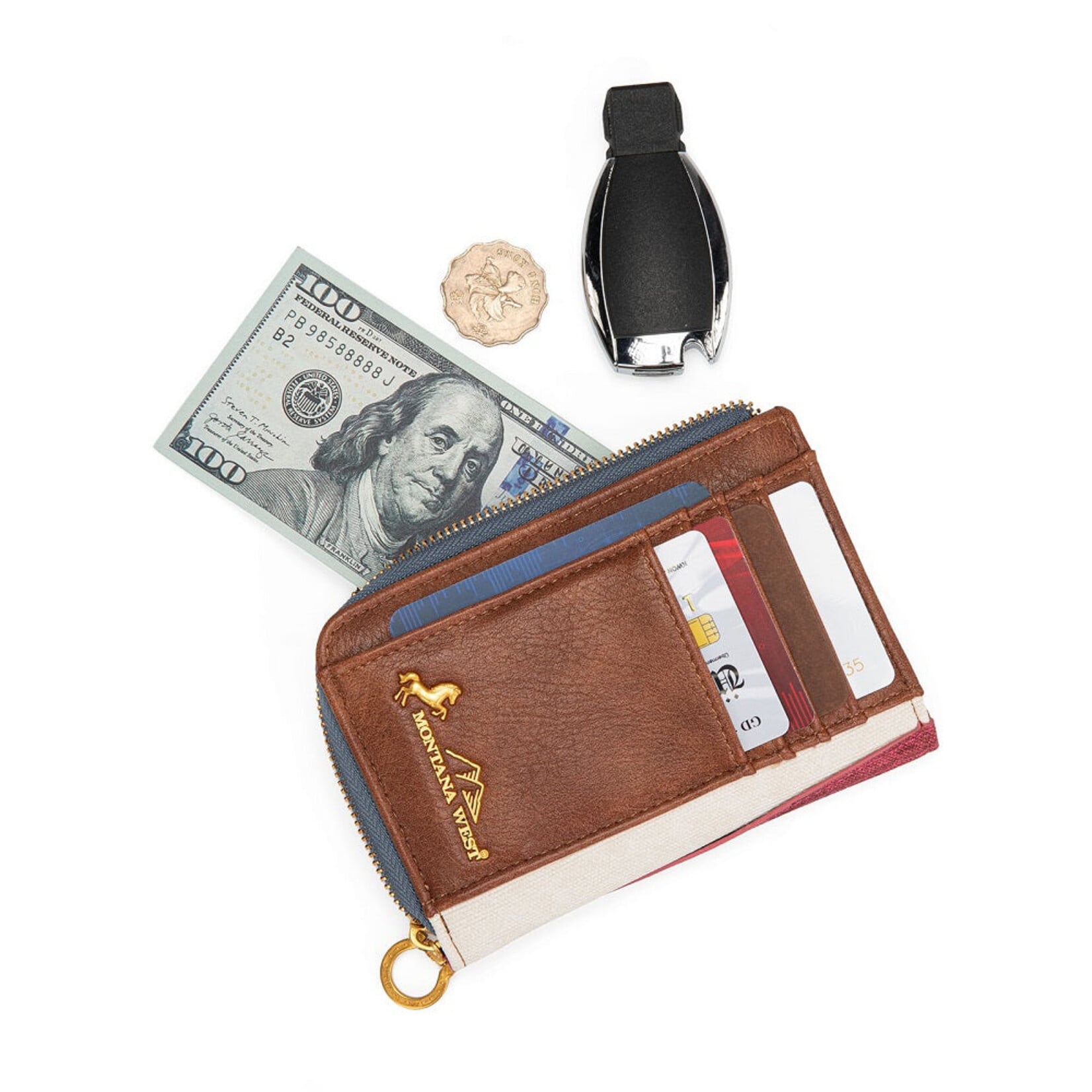 Montana West USA MW1385-W2007JN - Jean - MW American Flag RFID Zip Around Wallet 2026