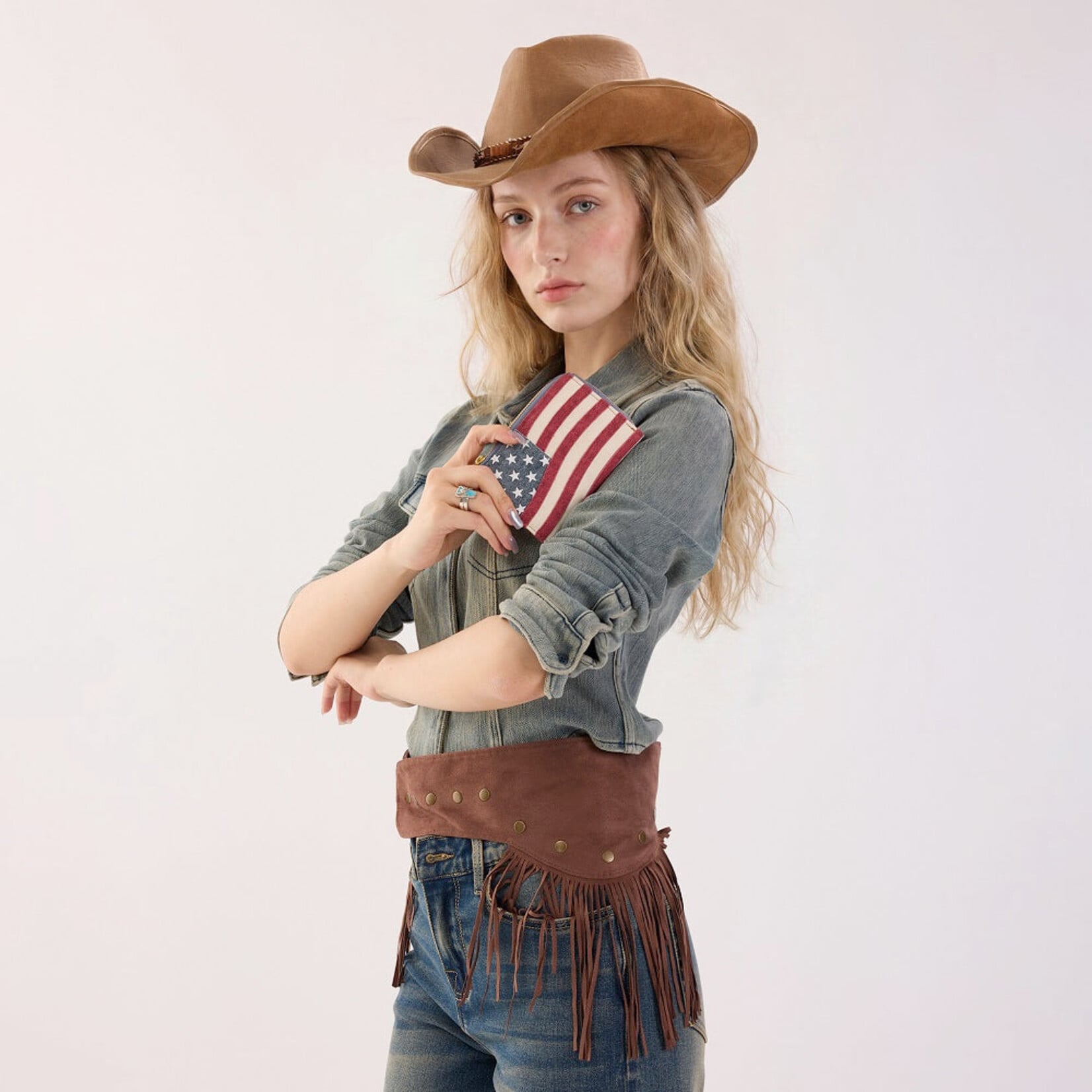Montana West USA MW1385-W2007JN - Jean - MW American Flag RFID Zip Around Wallet 2026