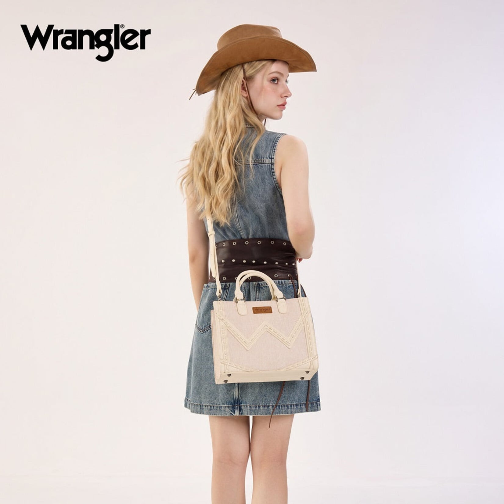 Wrangler WG456-8120TN - Tan - Wrangler Contrast Stitch Chevron Tote Bag 2026