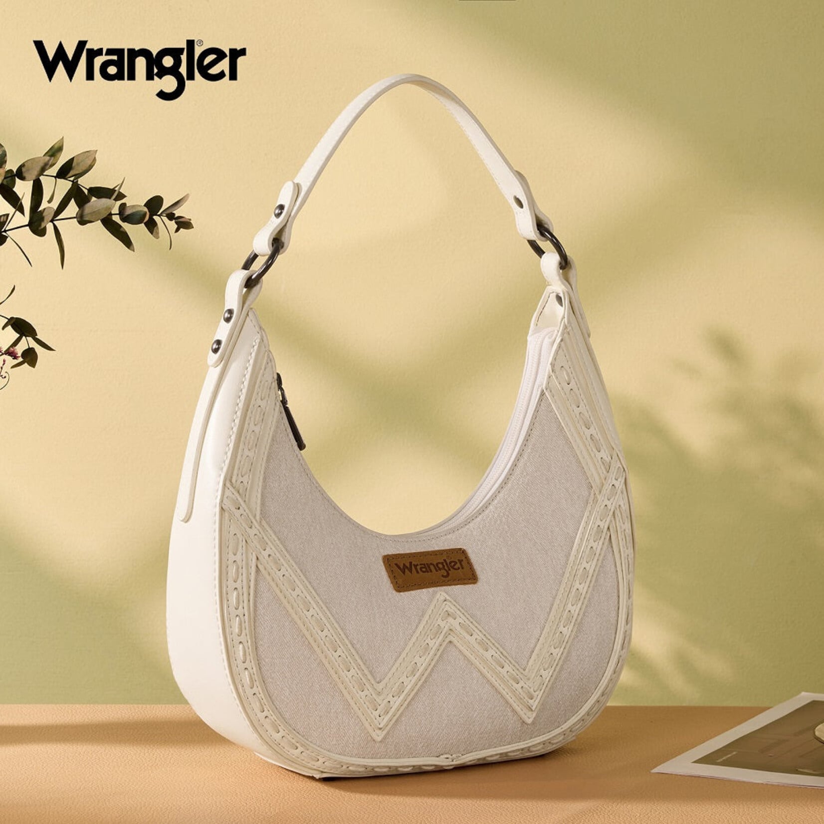 Wrangler WG456-818TN - Tan - Wrangler Contrast Stitch Chevron Hobo Shoulder Bag 2026