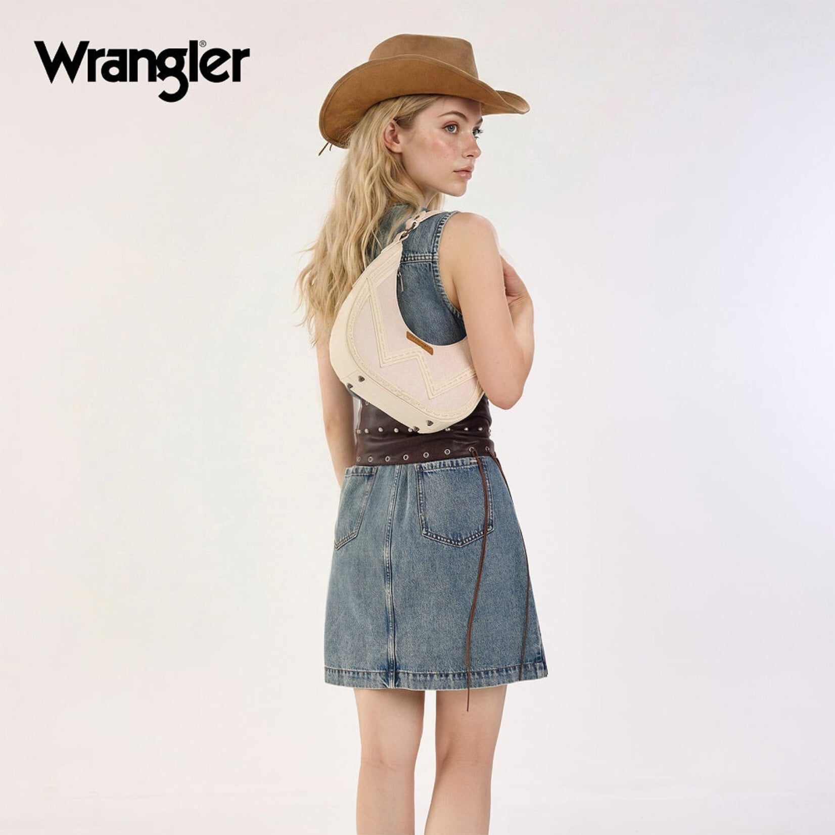 Wrangler WG456-818TN - Tan - Wrangler Contrast Stitch Chevron Hobo Shoulder Bag 2026