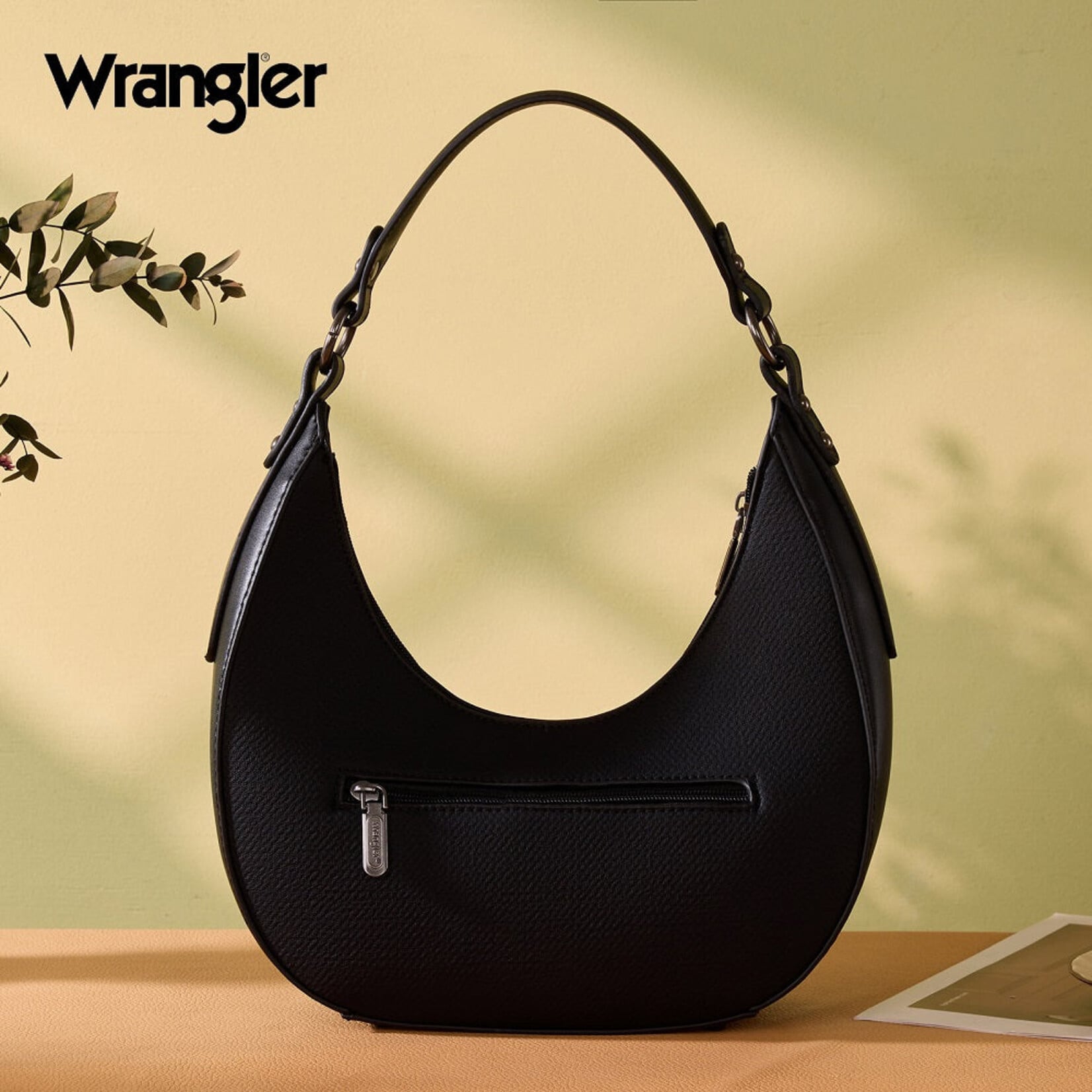 Wrangler WG456-818BK - Black - Wrangler Contrast Stitch Chevron Hobo Shoulder Bag 2026