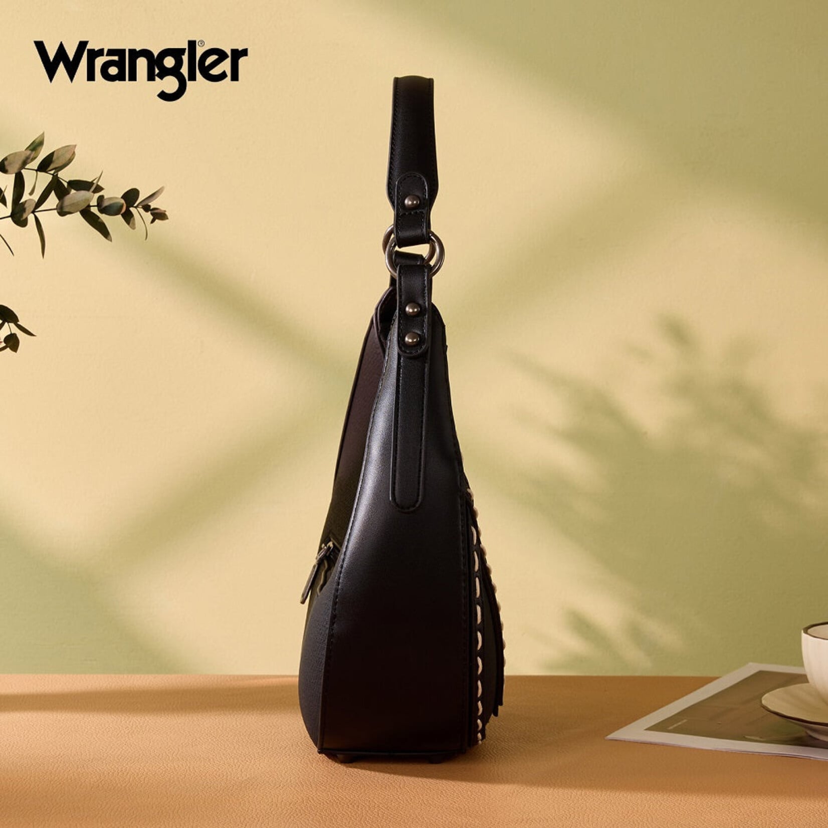 Wrangler WG456-818BK - Black - Wrangler Contrast Stitch Chevron Hobo Shoulder Bag 2026