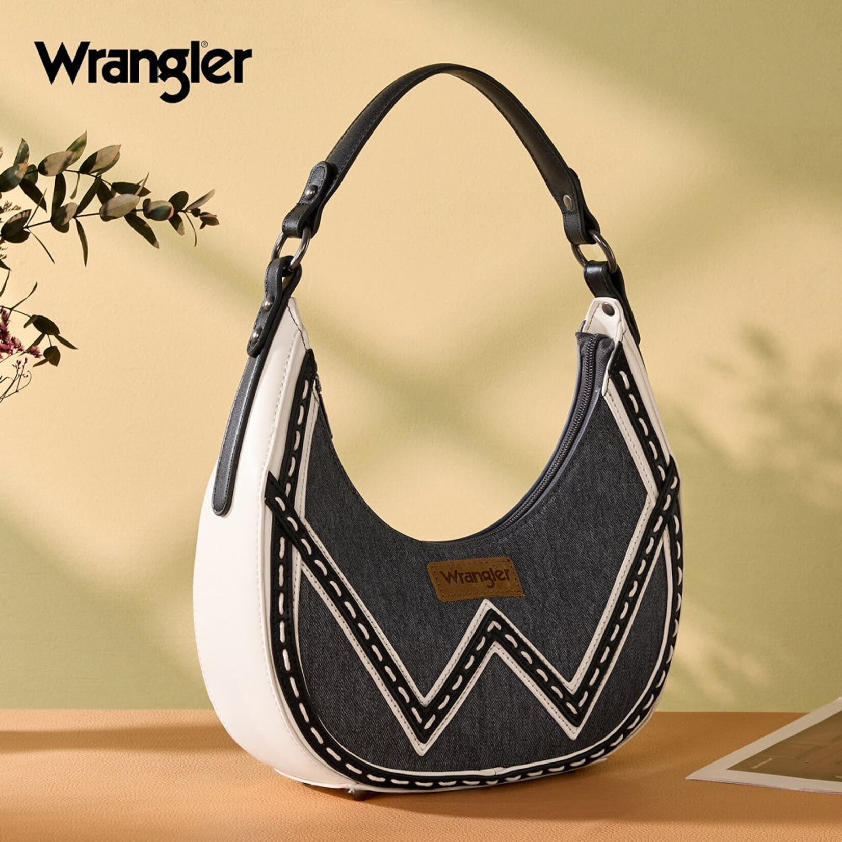 Wrangler WG456-818DJN - Dark Jean - Wrangler Contrast Stitch Chevron Hobo Shoulder Bag 2026