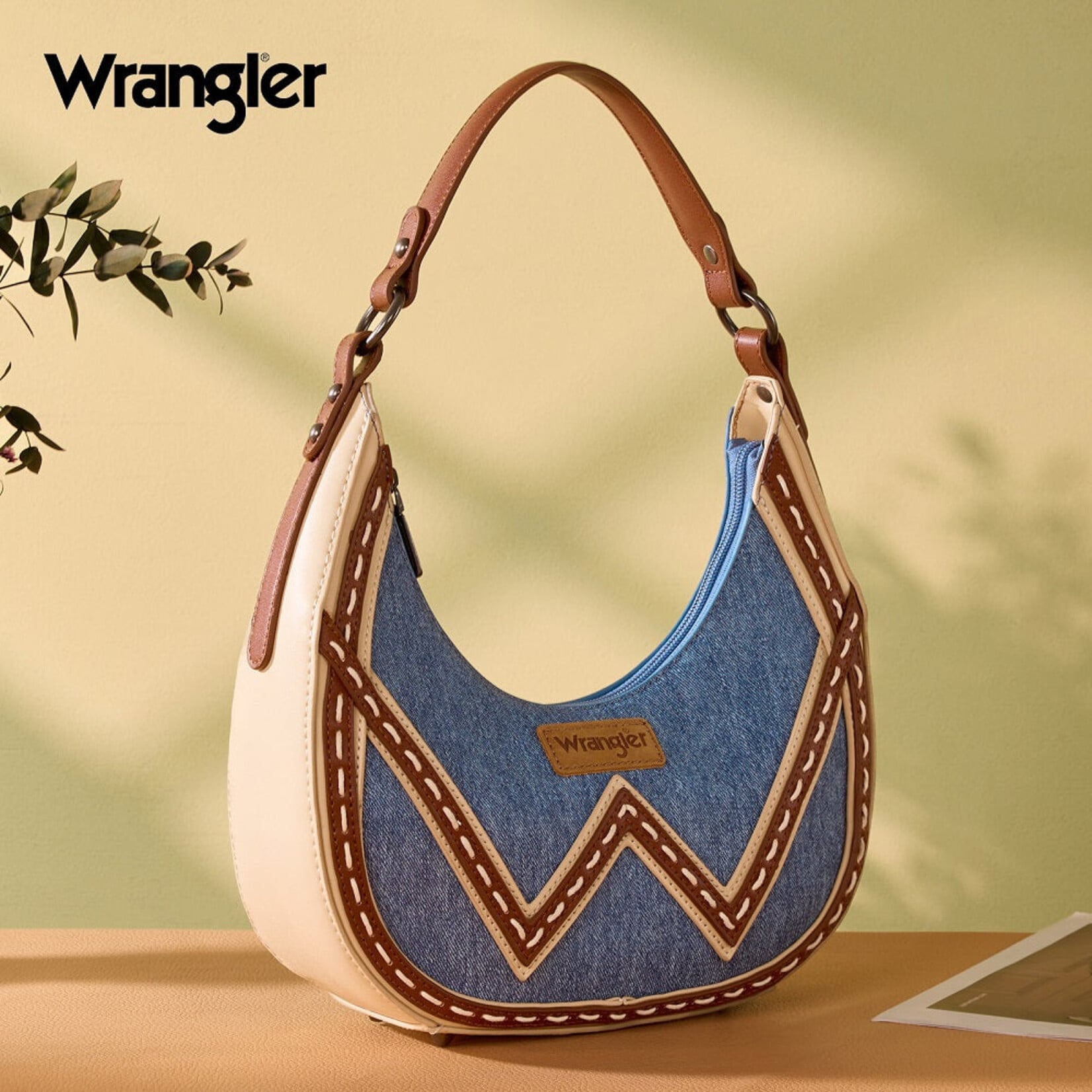 Wrangler WG456-818JN - Jean - Wrangler Contrast Stitch Chevron Hobo Shoulder Bag 2026