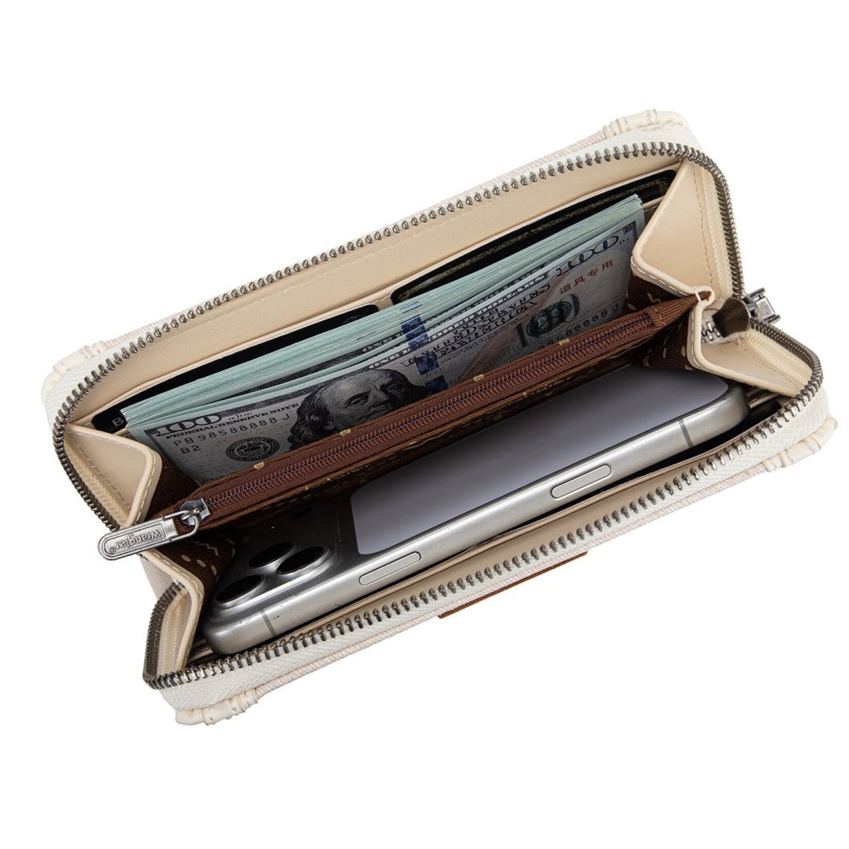 Wrangler WG456-W130TN - Tan - Wrangler Chevron Contrast Stitch RFID Wallet 2026