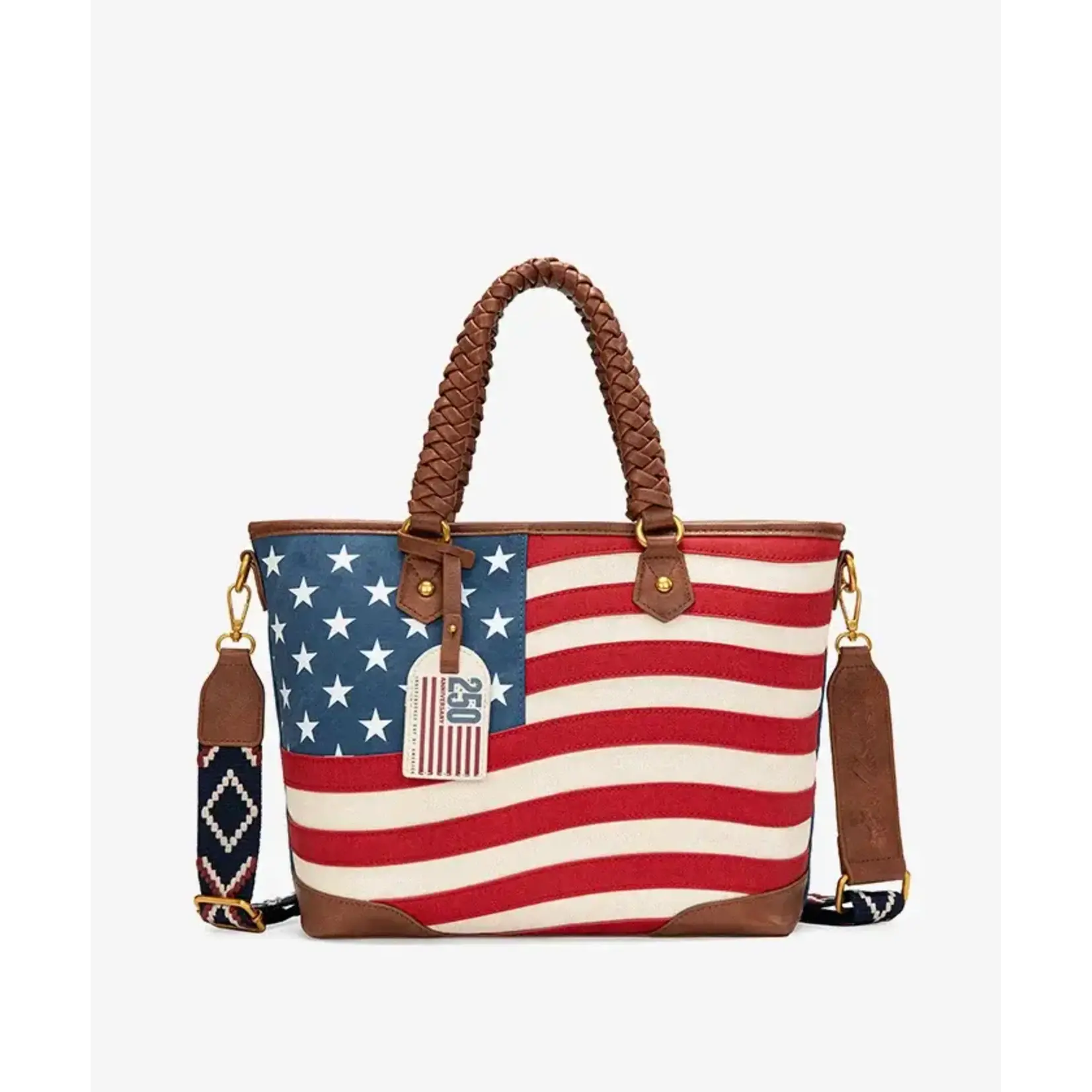 Montana West USA MW1385G-8317RD - Red - MW American Flag Braided CC Tote 2026