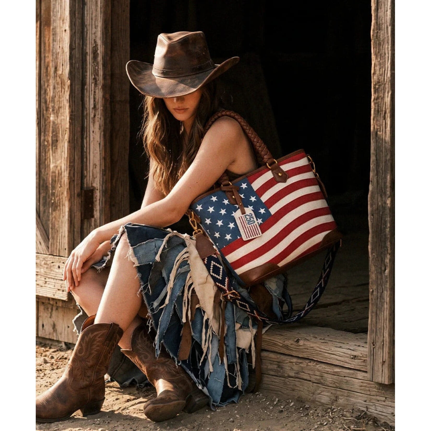 Montana West USA MW1385G-8317RD - Red - MW American Flag Braided CC Tote 2026