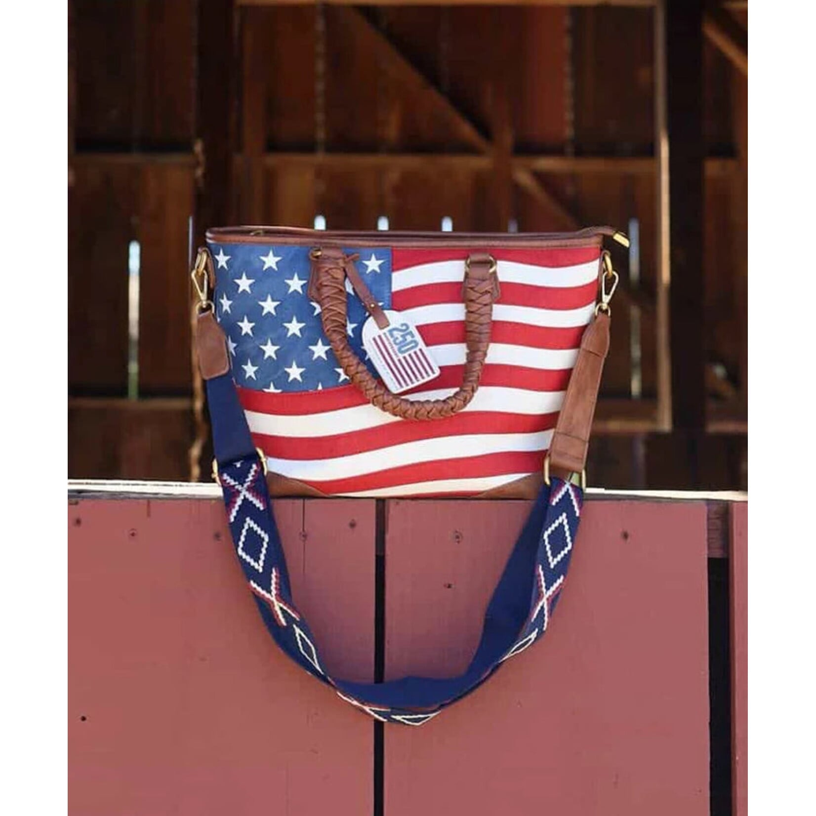 Montana West USA MW1385G-8317RD - Red - MW American Flag Braided CC Tote 2026