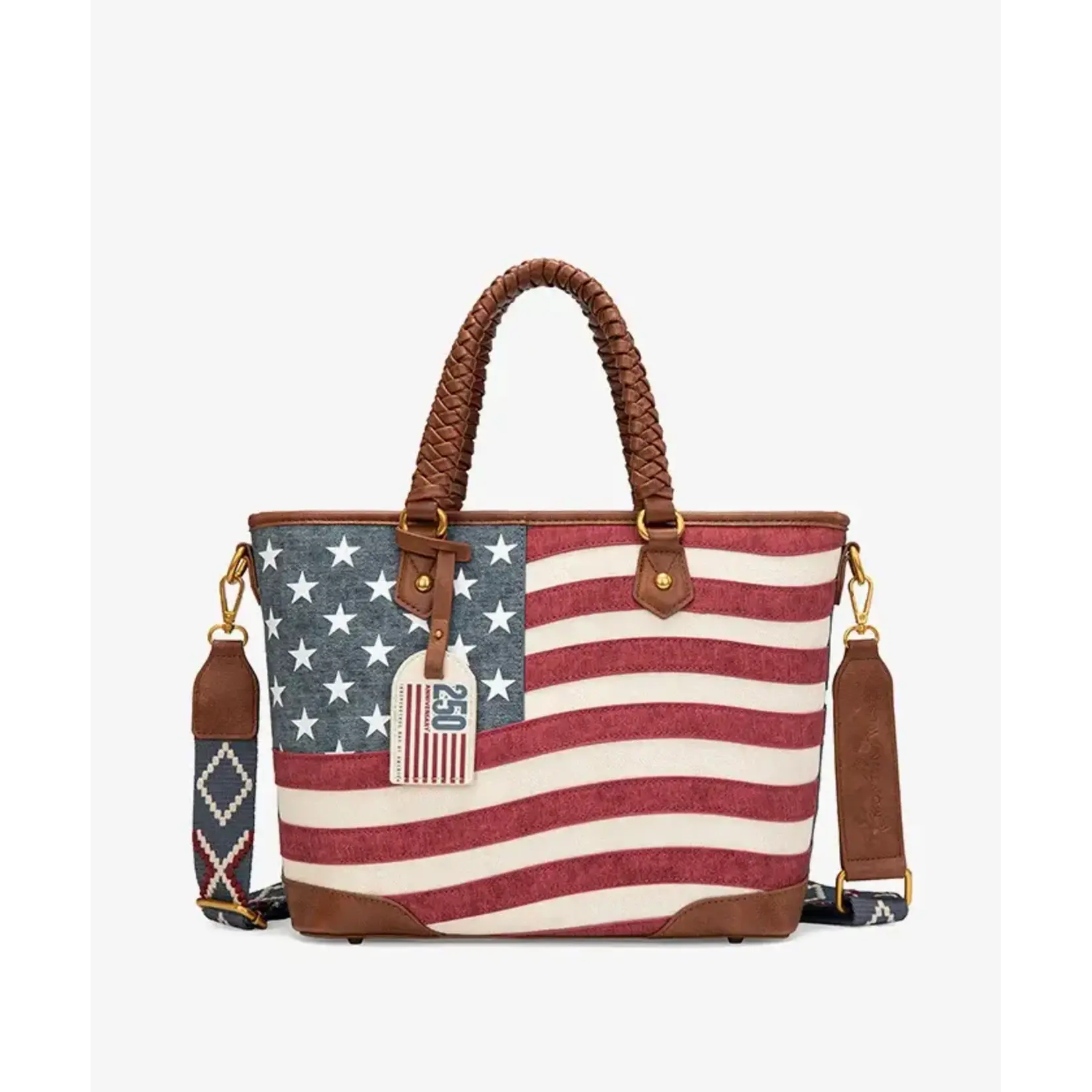 Montana West USA MW1385G-8317-JN - Jean - MW American Flag Braided CC Tote 2026