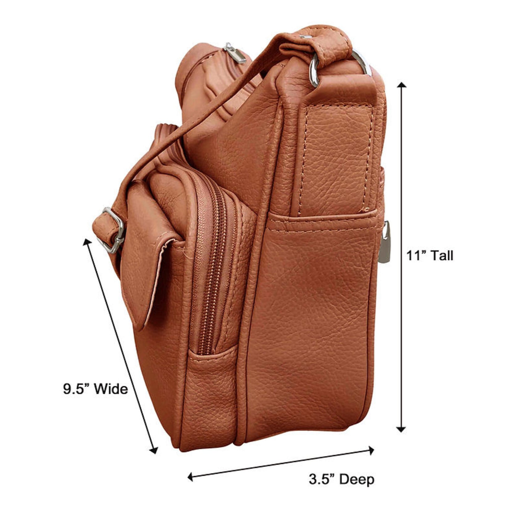 R Leathers 3001 LBN - Light Brown - Crossbody / Shoulder Bag