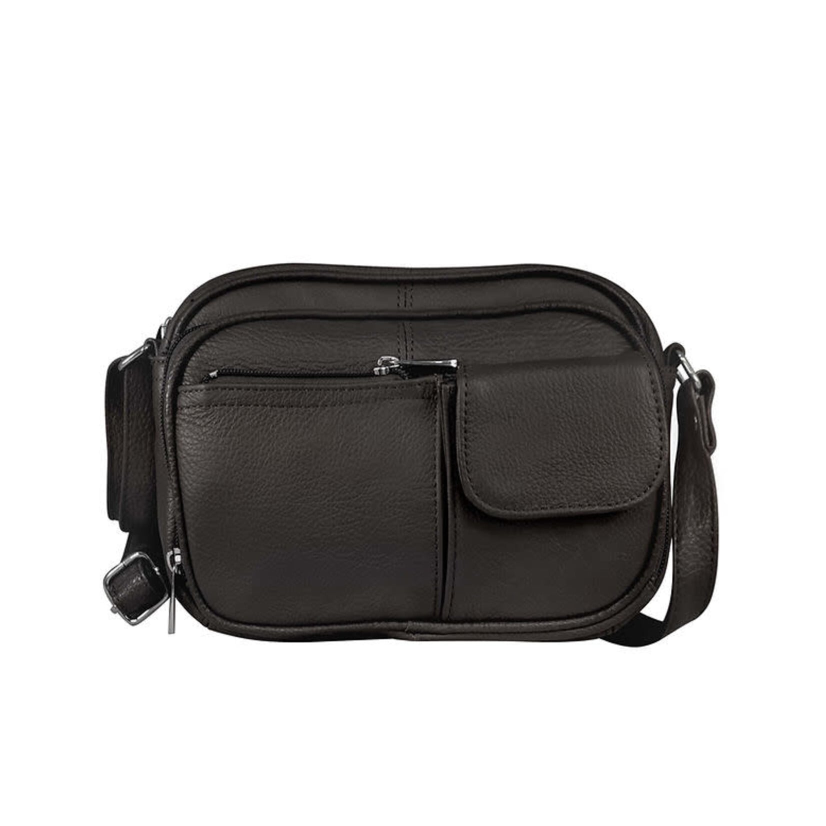 R Leathers 3013 BK - Black - Crossbody with Front Organizer